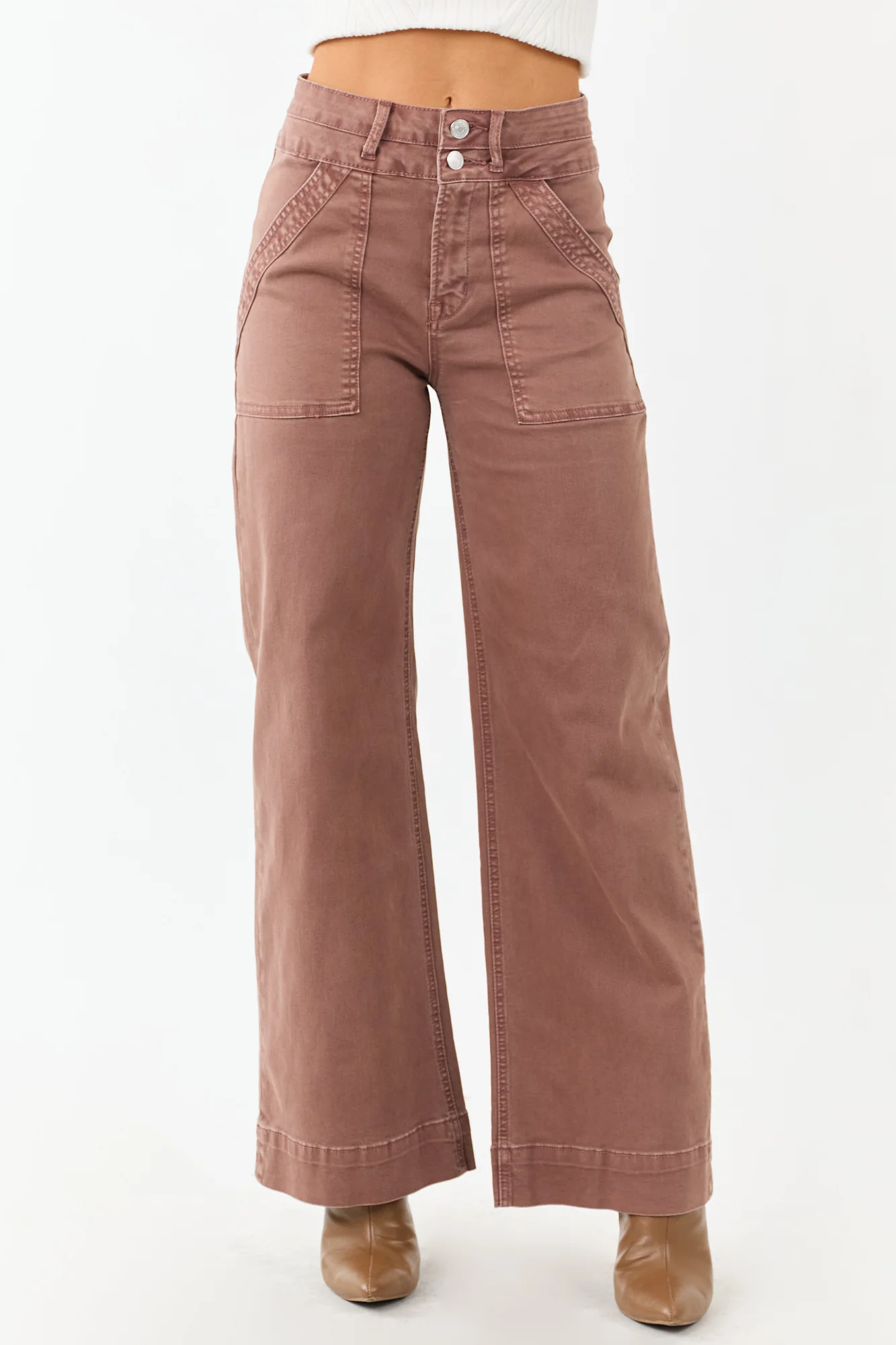 Chocolate Wide Leg Stretchy Jeans 98% Cotton Blend