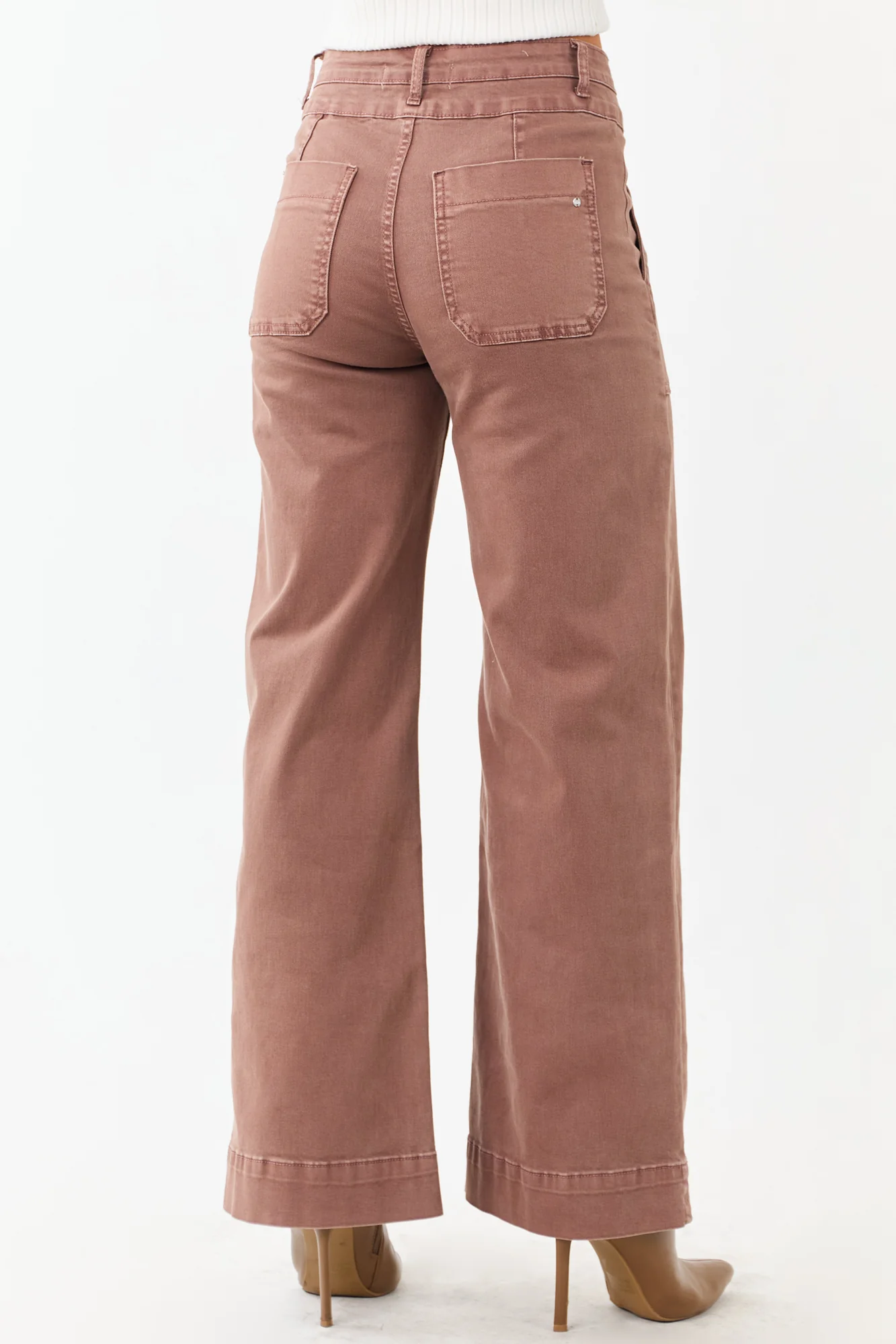 Chocolate Wide Leg Stretchy Jeans 98% Cotton Blend