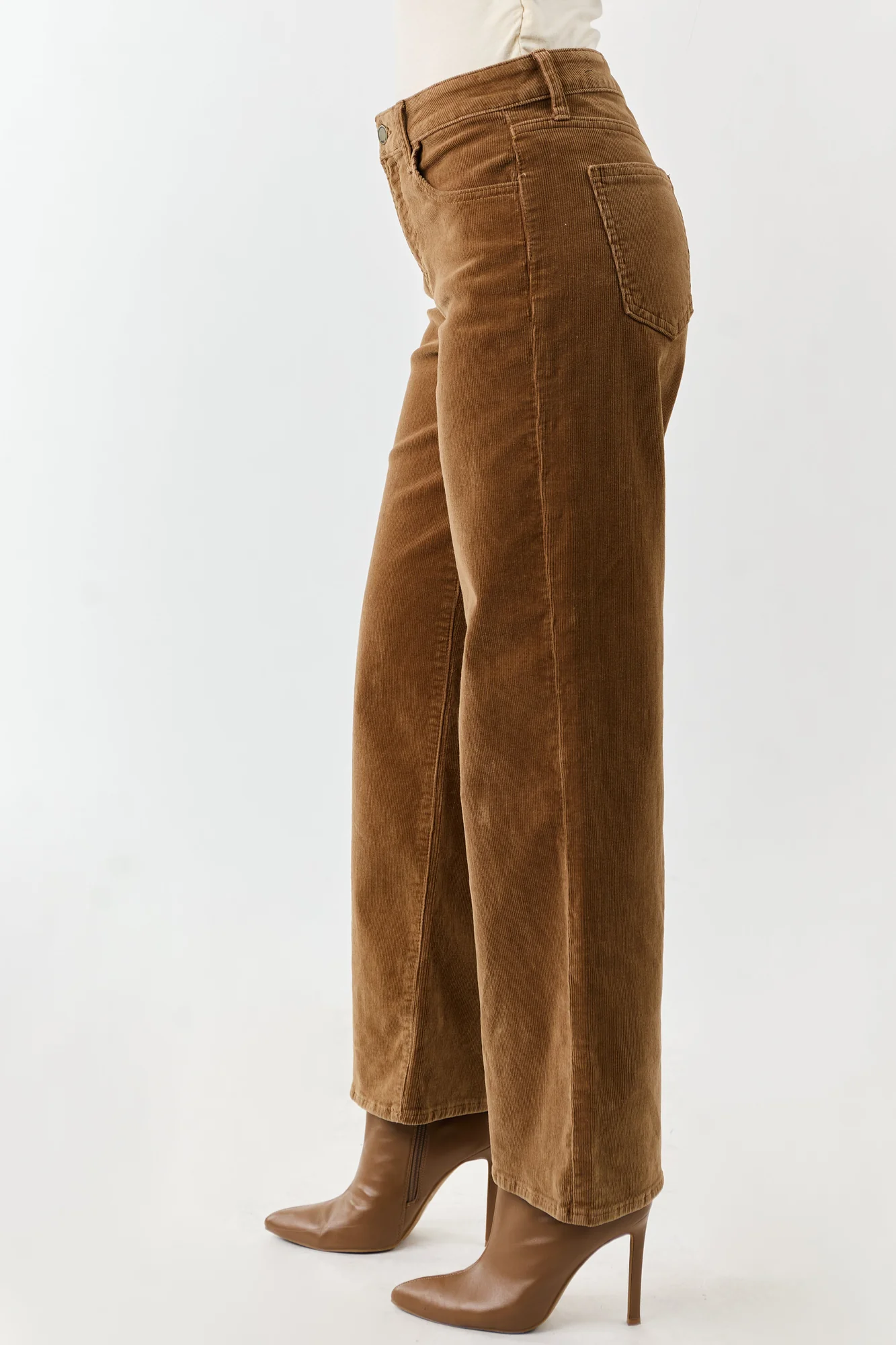 Brown Corduroy High Rise Wide Leg Pants