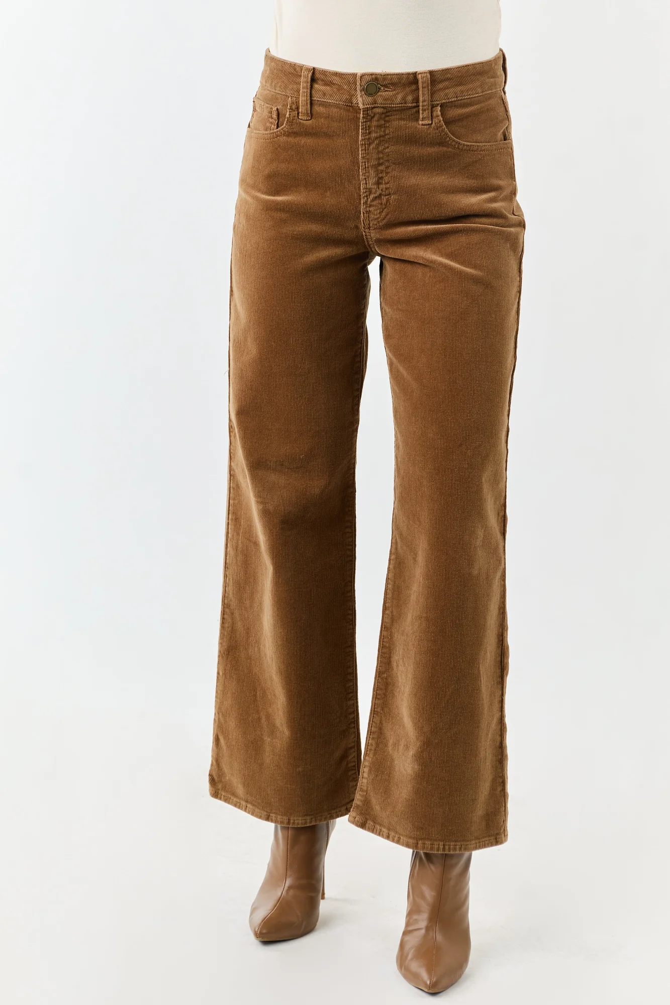 Brown Corduroy High Rise Wide Leg Pants