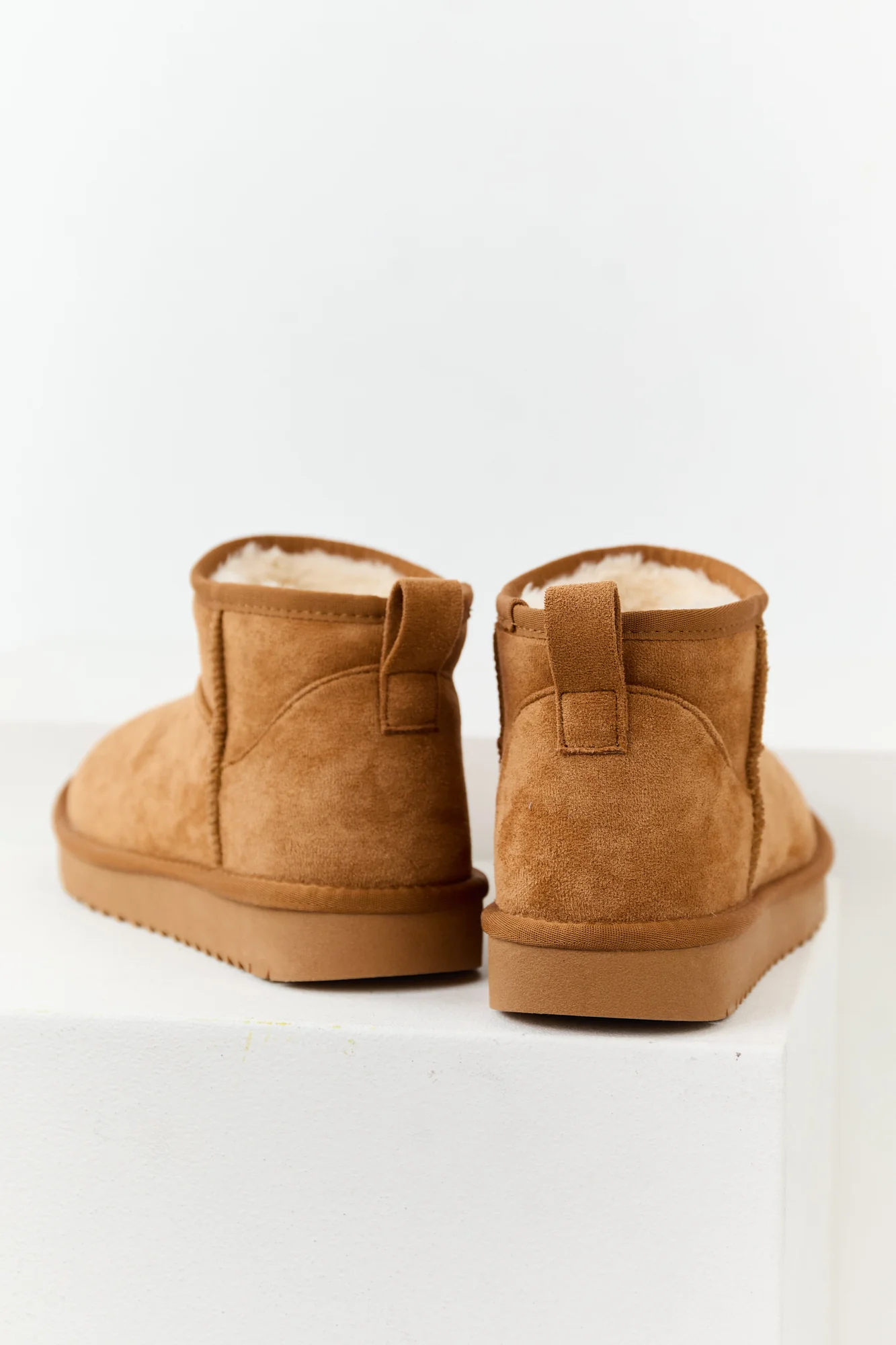 Brown Faux Suede Fur Short Booties