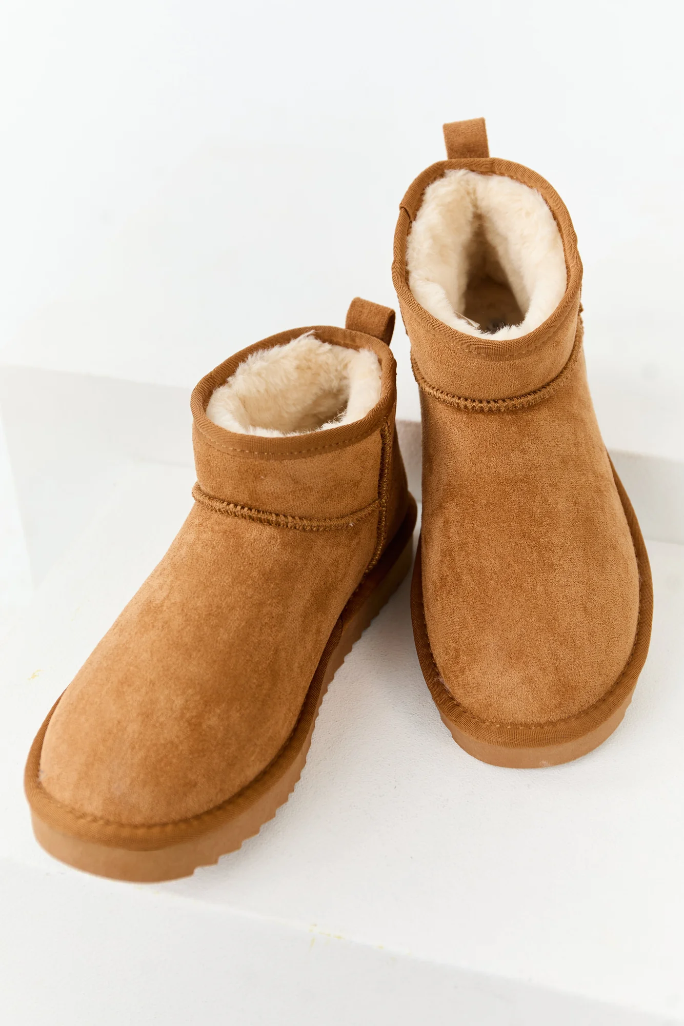 Brown Faux Suede Fur Short Booties
