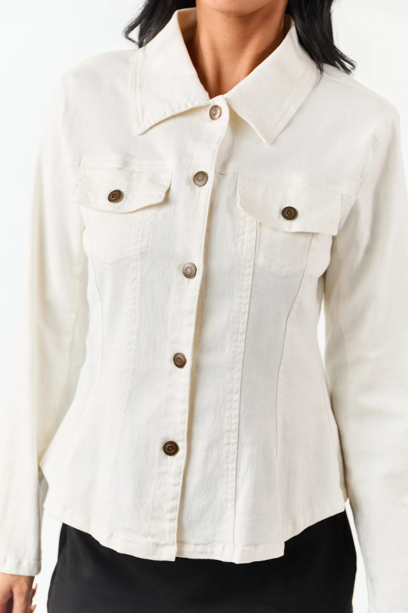 White Denim Button Up Jacket