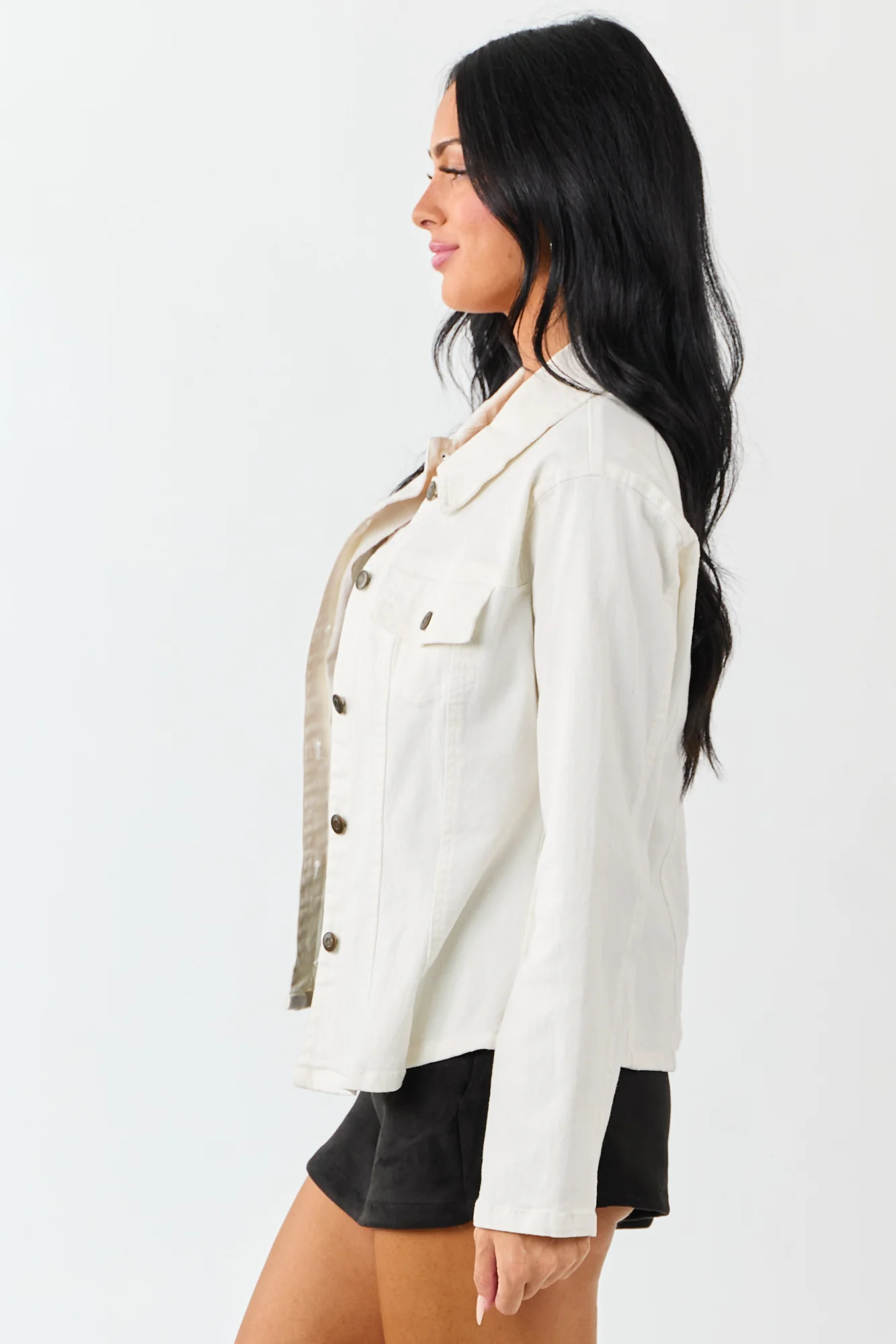 White Denim Button Up Jacket