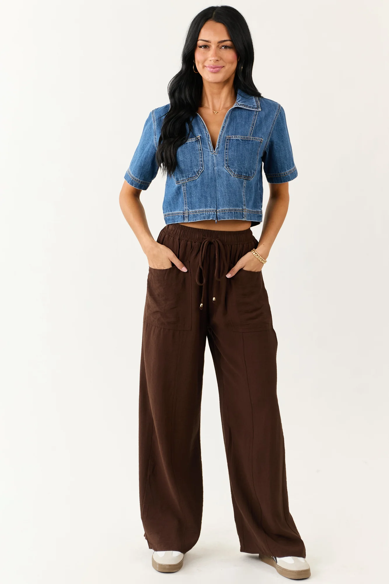 Cocoa High Rise Smocked Wide Leg Pants