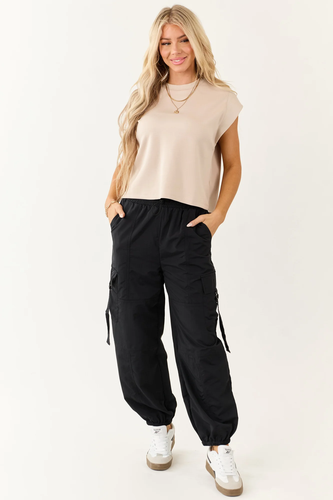 Taupe Ribbed Cap Sleeve Knit Tank Top