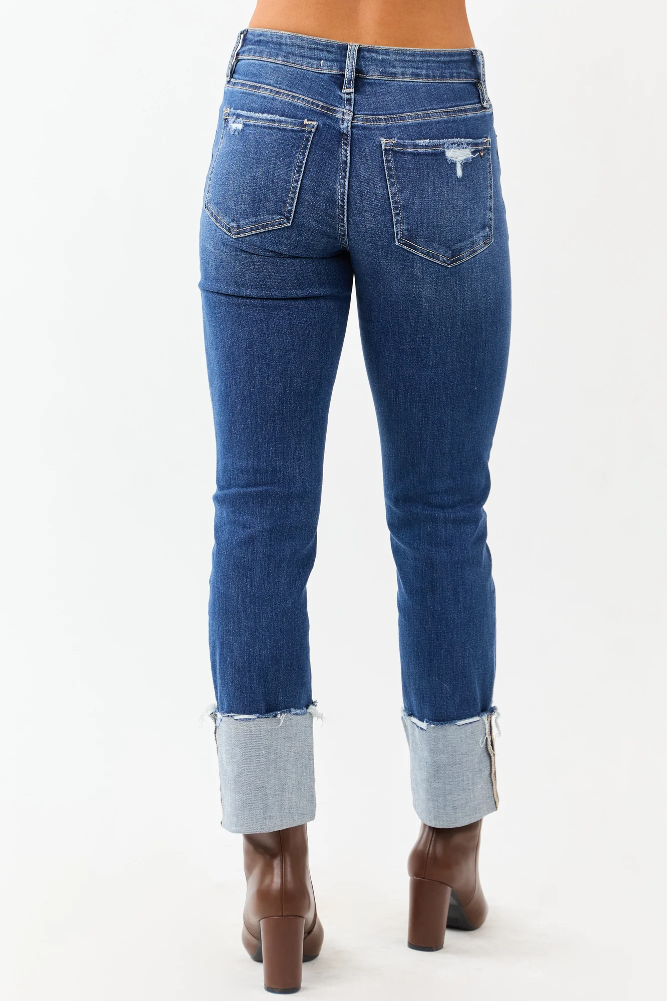 Dark Wash Stretchy Slim Straight Denim Jeans