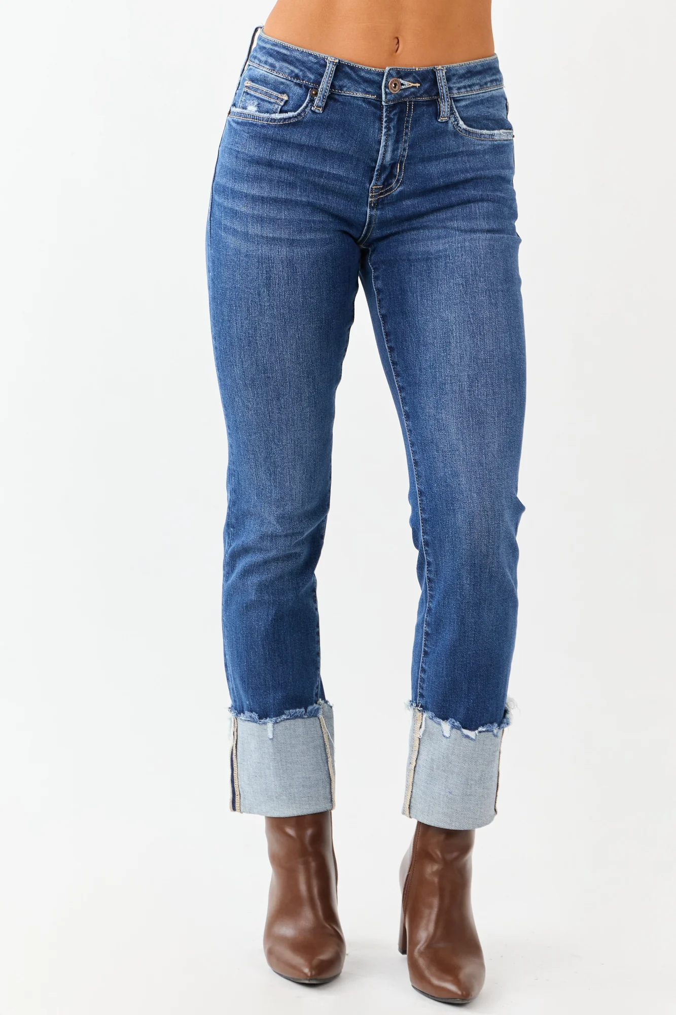 Dark Wash Stretchy Slim Straight Denim Jeans