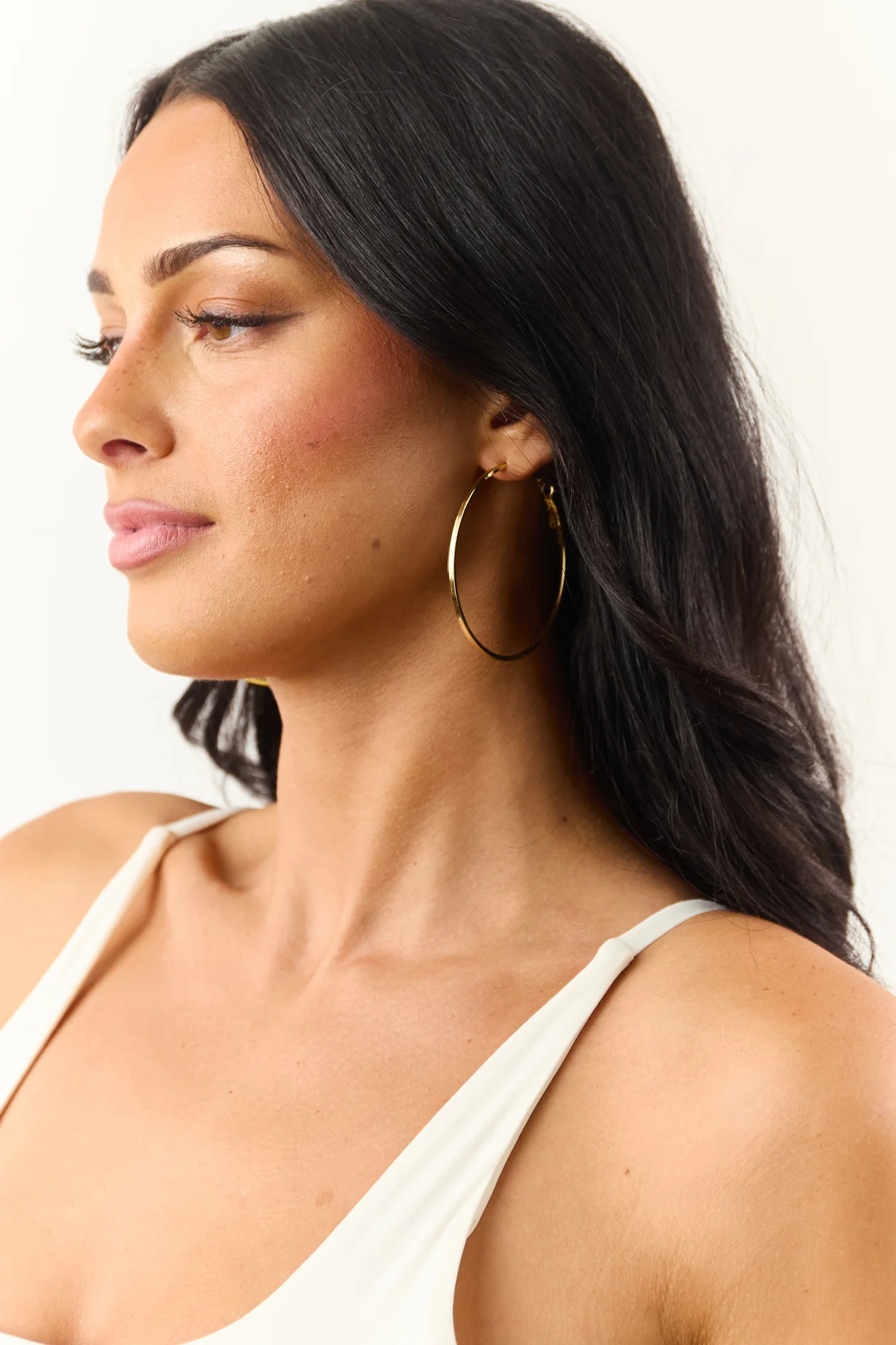 Large Gold Hoop Earrings with Latch Closure