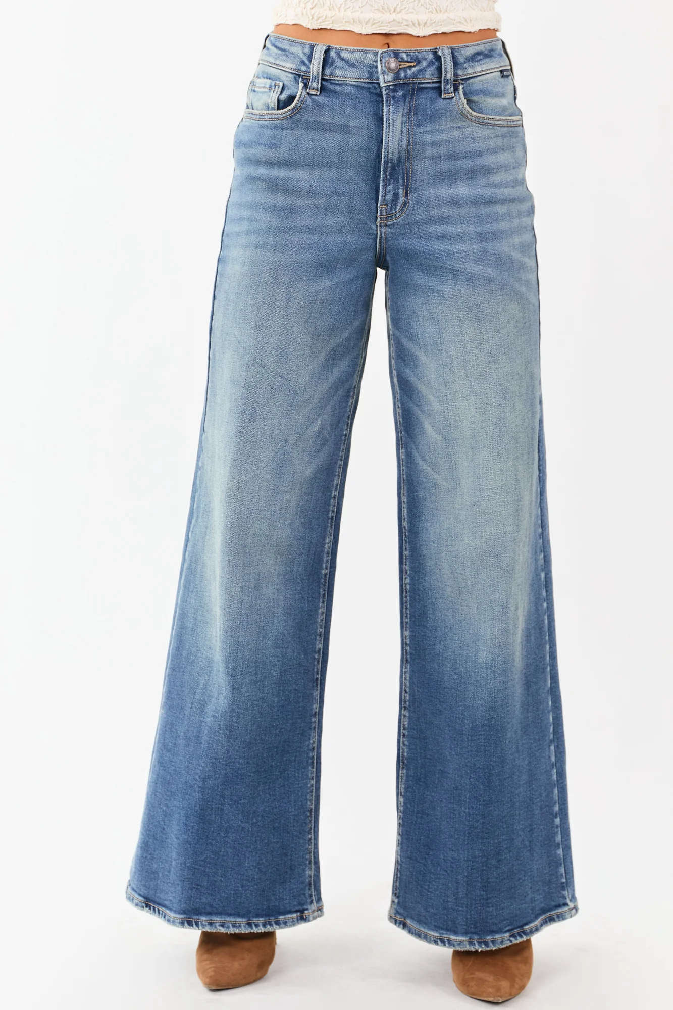 Medium Wash Wide Leg Stretchy Jeans for Tall Women