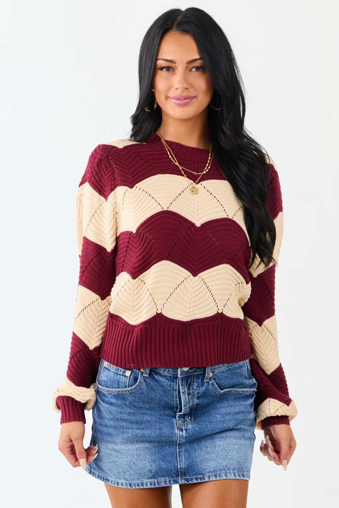 Red Cream Striped Knit Sweater - Fall Fashion Essential