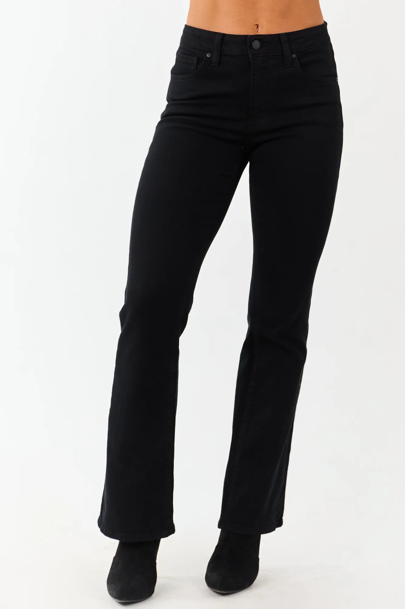 Black High-Rise Bootcut Jeans with Stretchy Denim