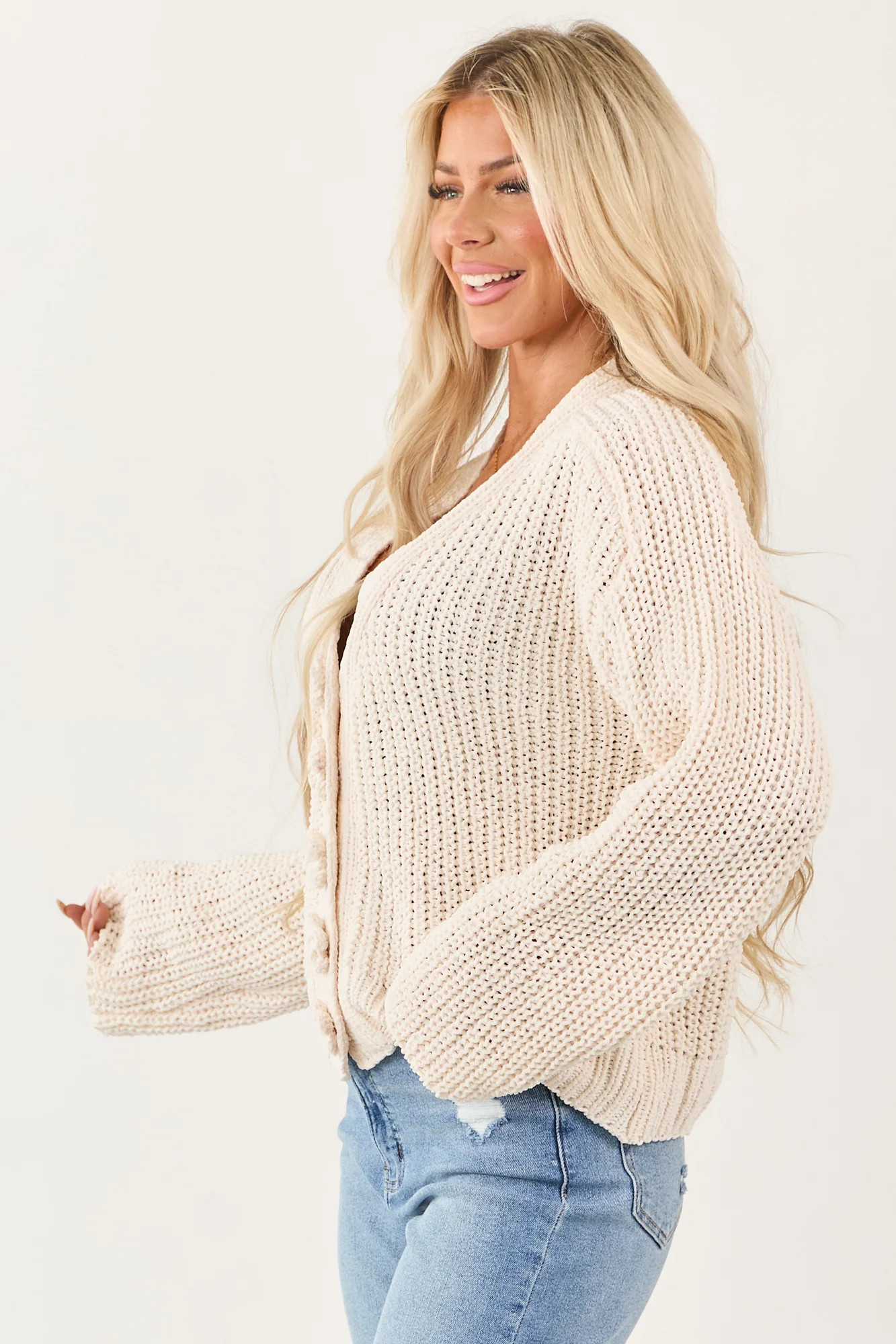 Vanilla Knit Flower Sweater Cardigan