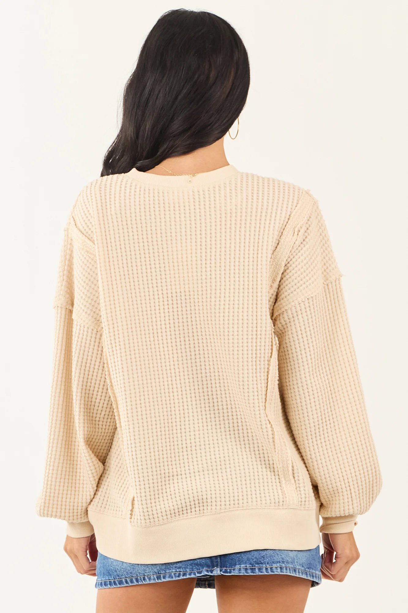 Cozy Cream Waffle Knit Oversized Top