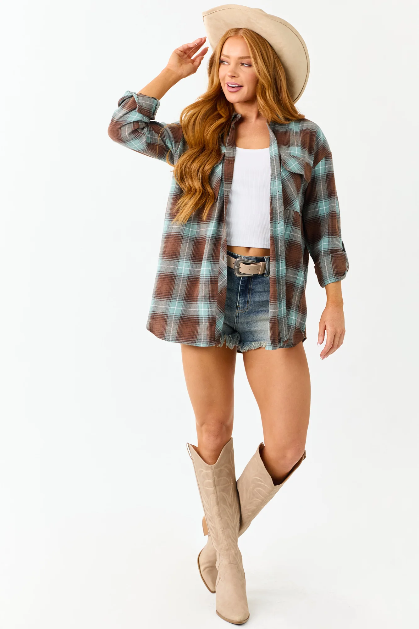 Juniper Plaid Cotton Top - Relaxed Oversized Fit