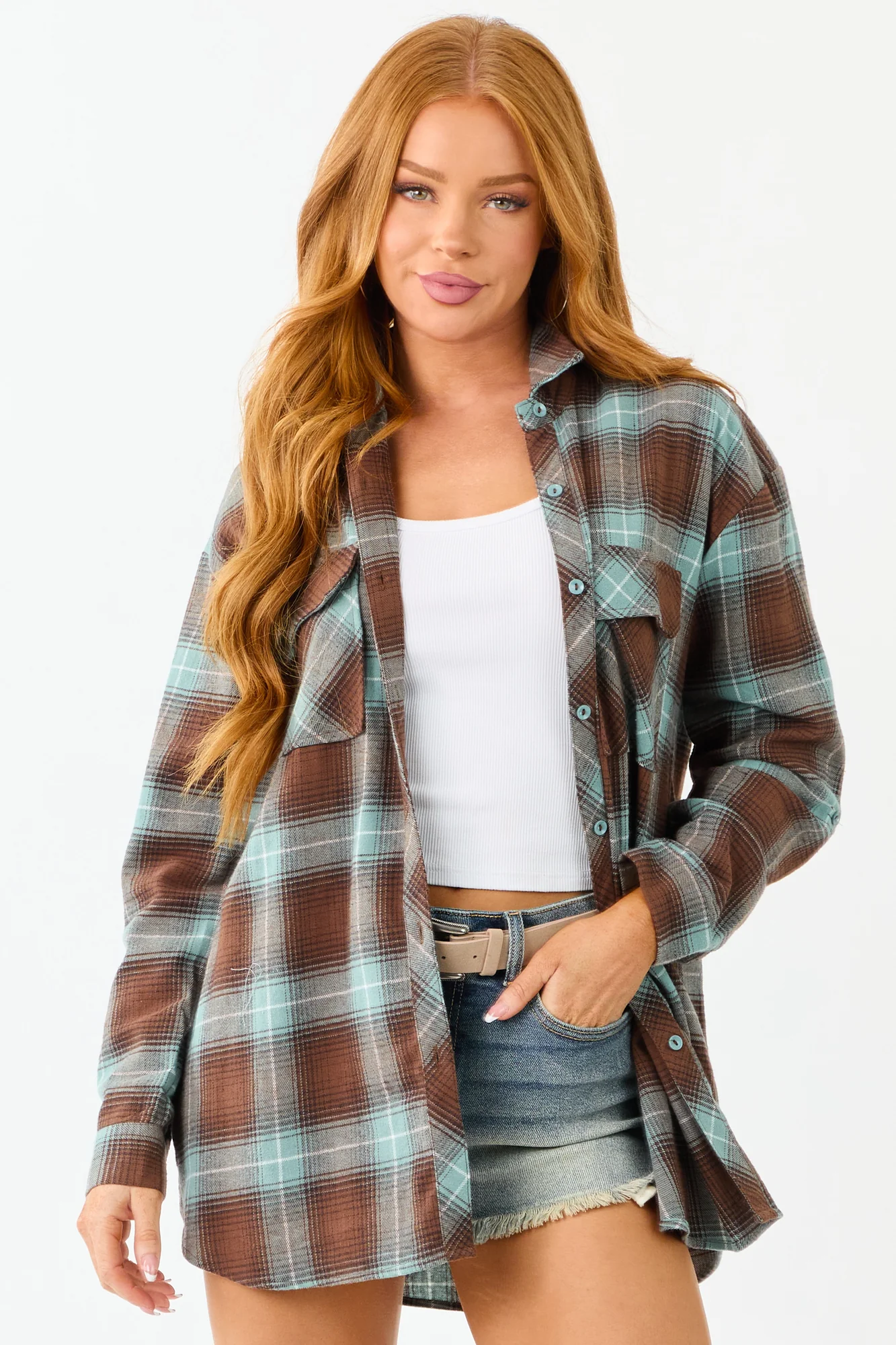 Juniper Plaid Cotton Top - Relaxed Oversized Fit