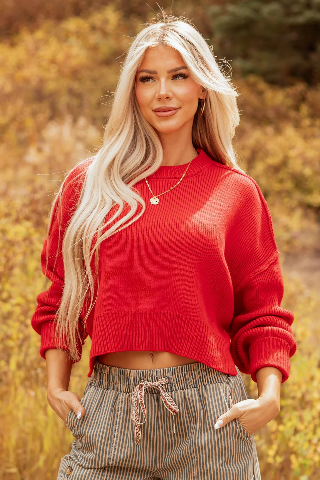 Rib Knit Sweater with Boxy Drop Shoulder Design