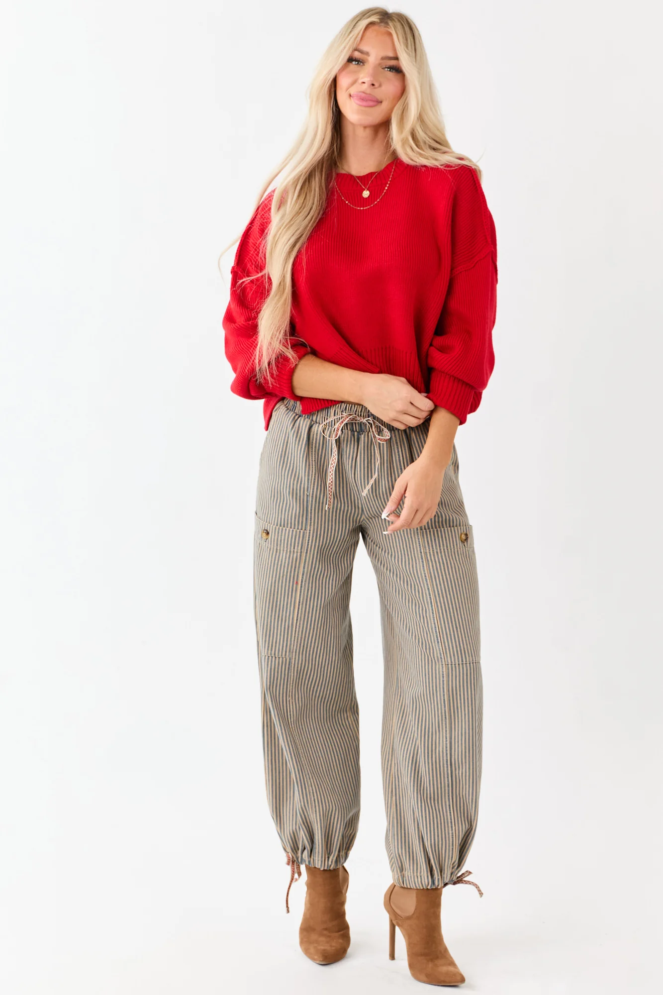 Rib Knit Sweater with Boxy Drop Shoulder Design