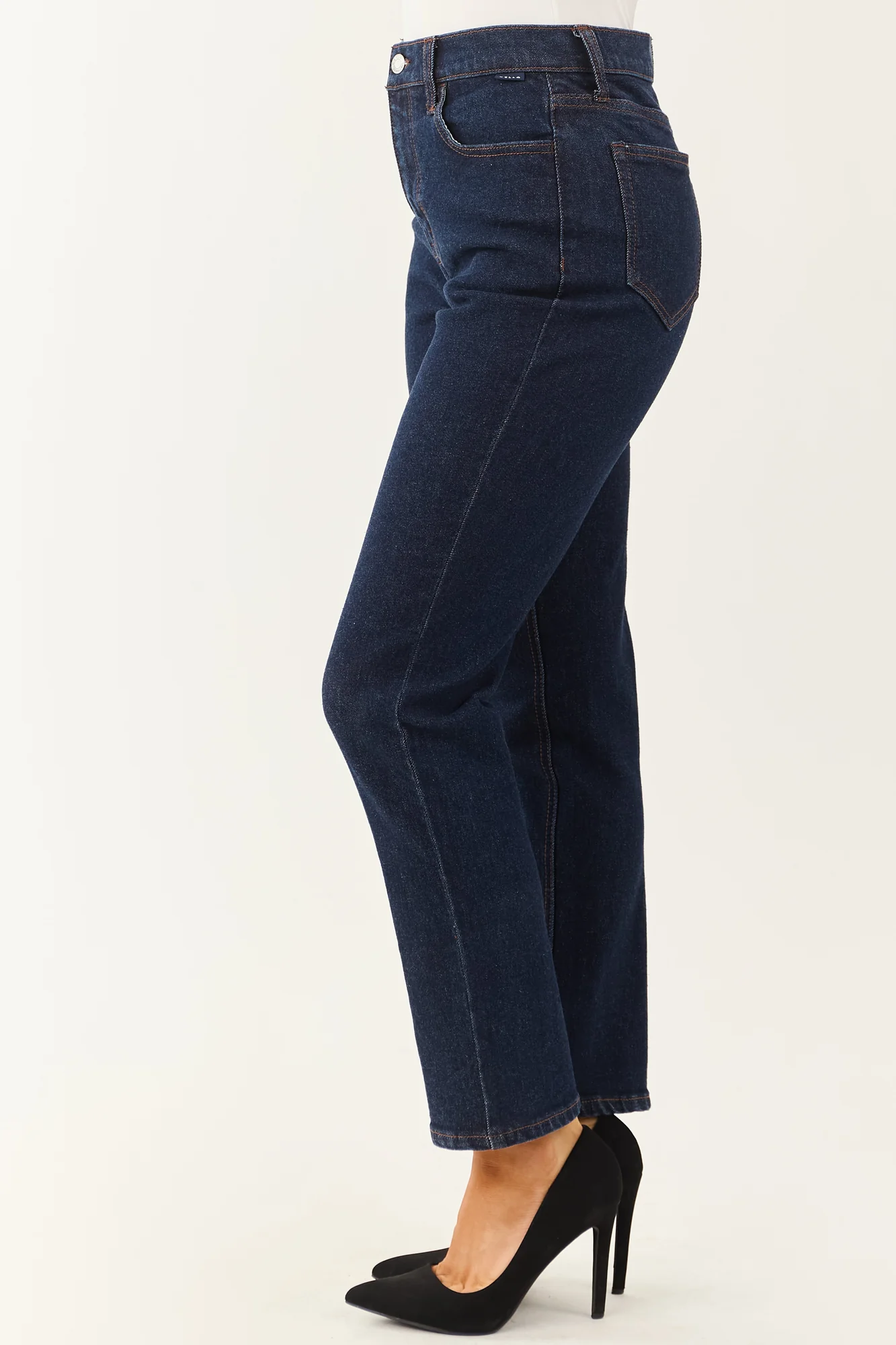 Dark Wash Stretchy Straight Fit Denim Jeans