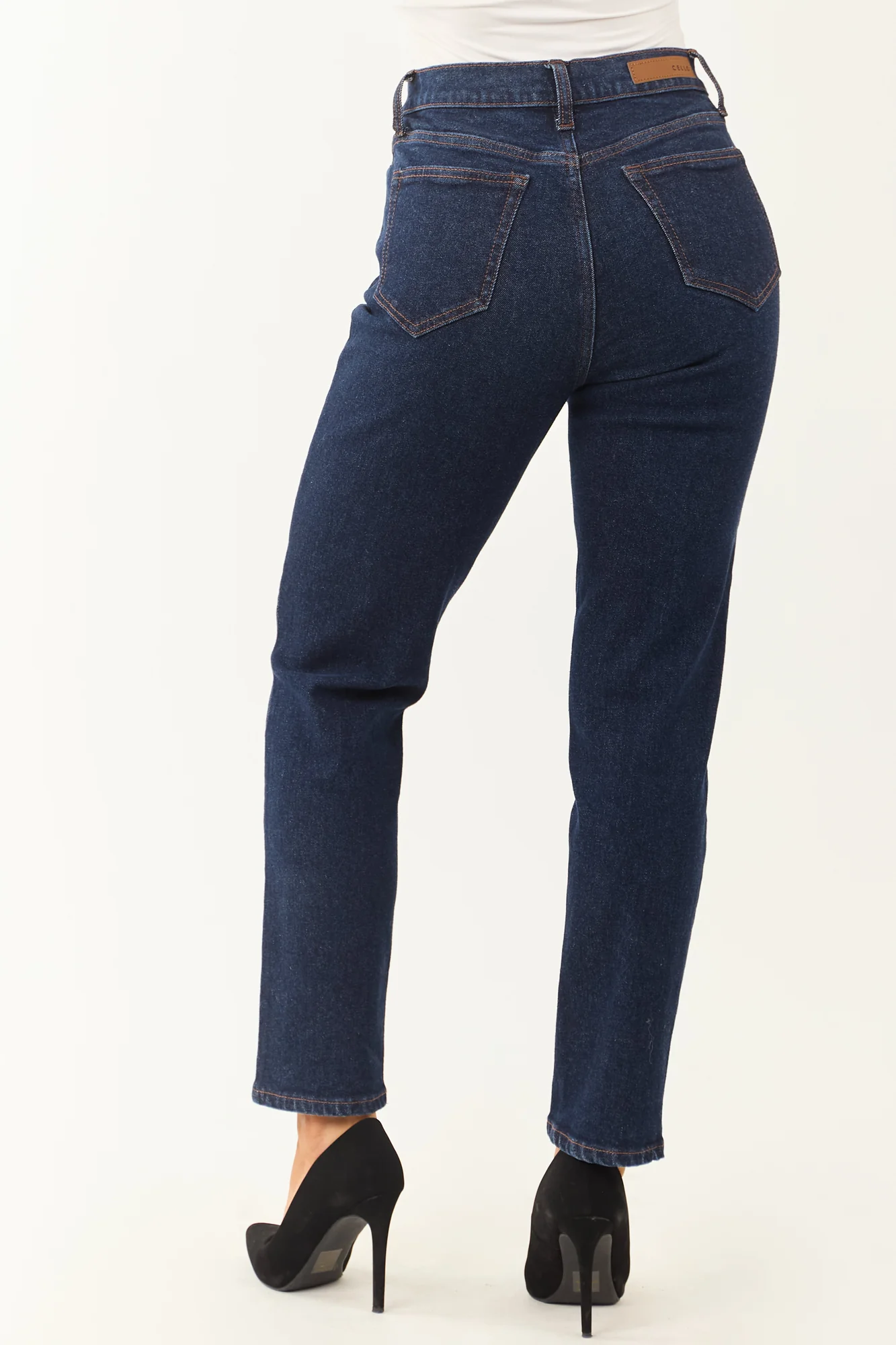 Dark Wash Stretchy Straight Fit Denim Jeans