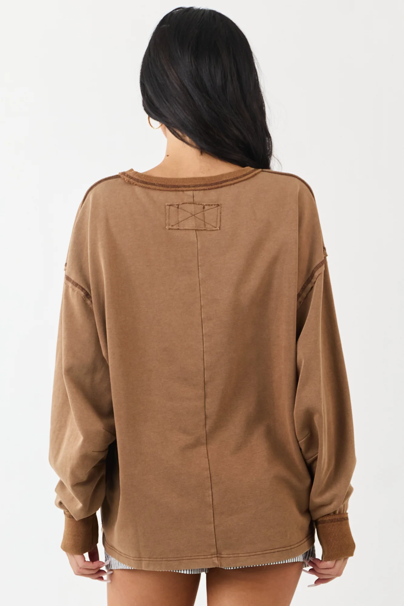 Sepia Oversized Knit Crew Neck Top
