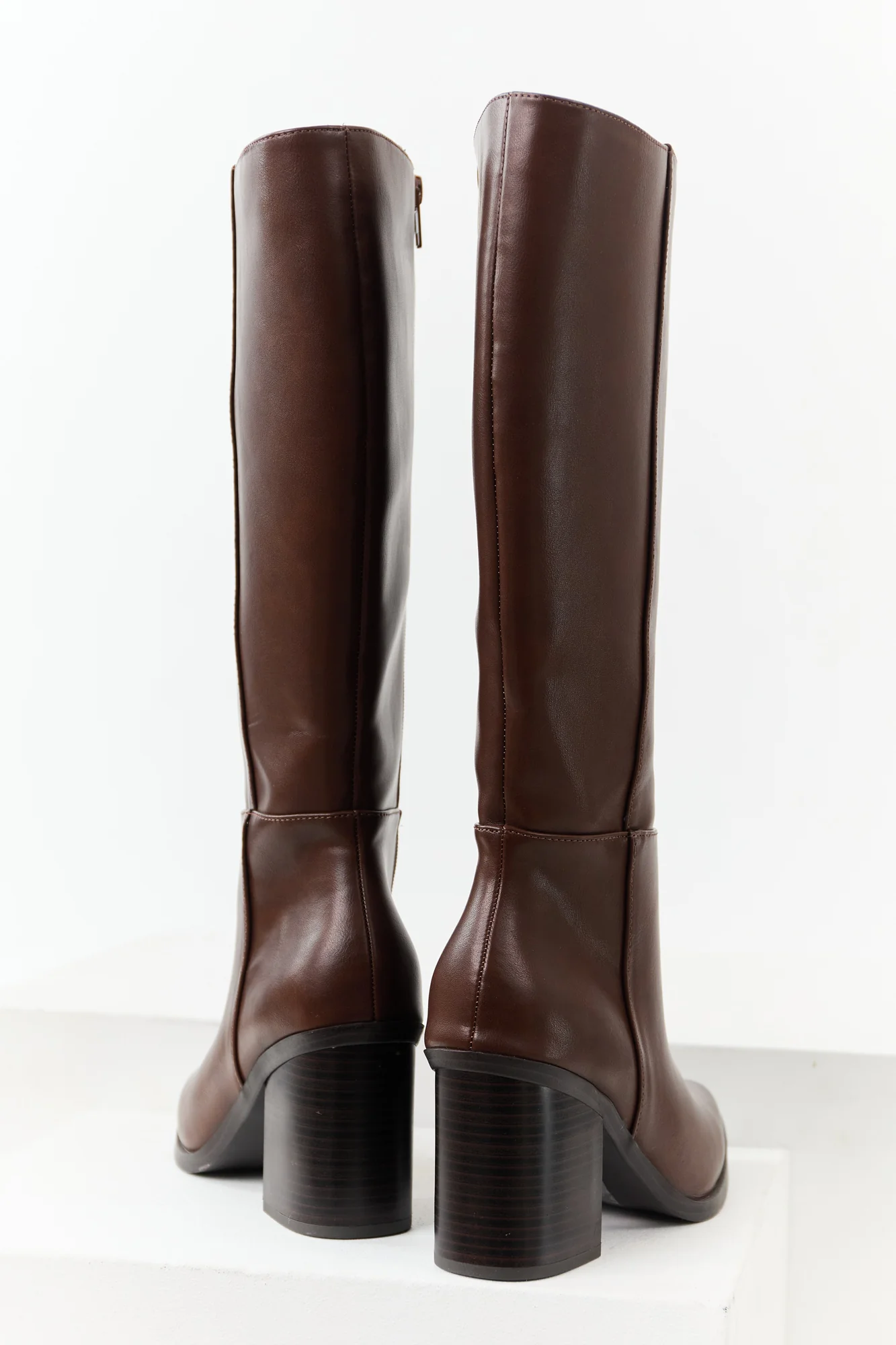 Brown Pointed Toe Tall Knee High Boots