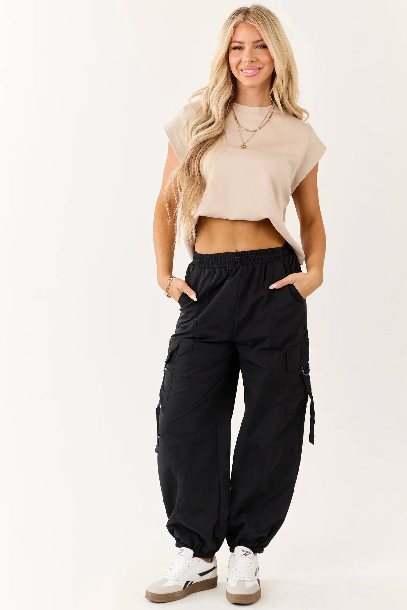 Black Cargo Utility Jogger Pants