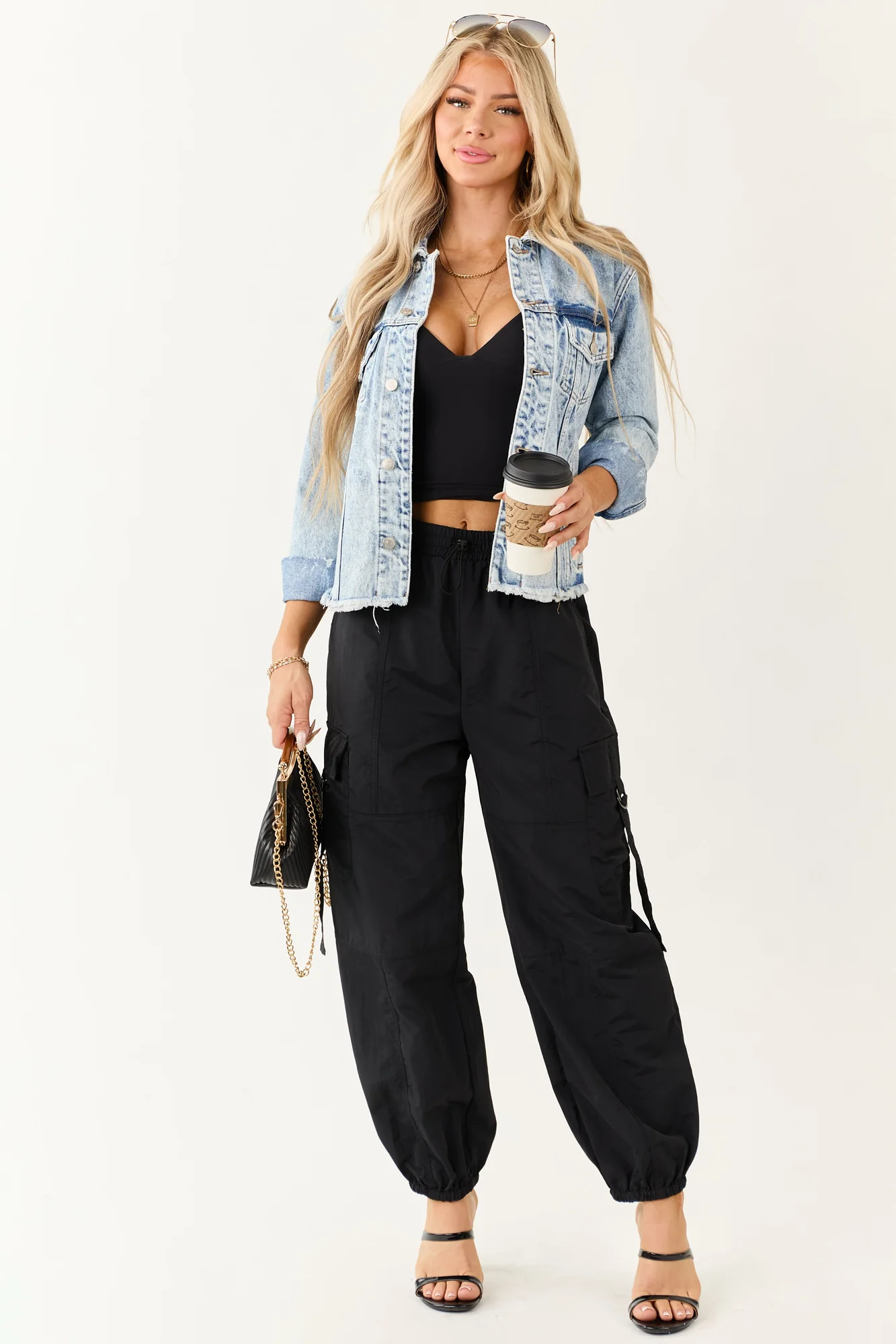 Black Cargo Utility Jogger Pants