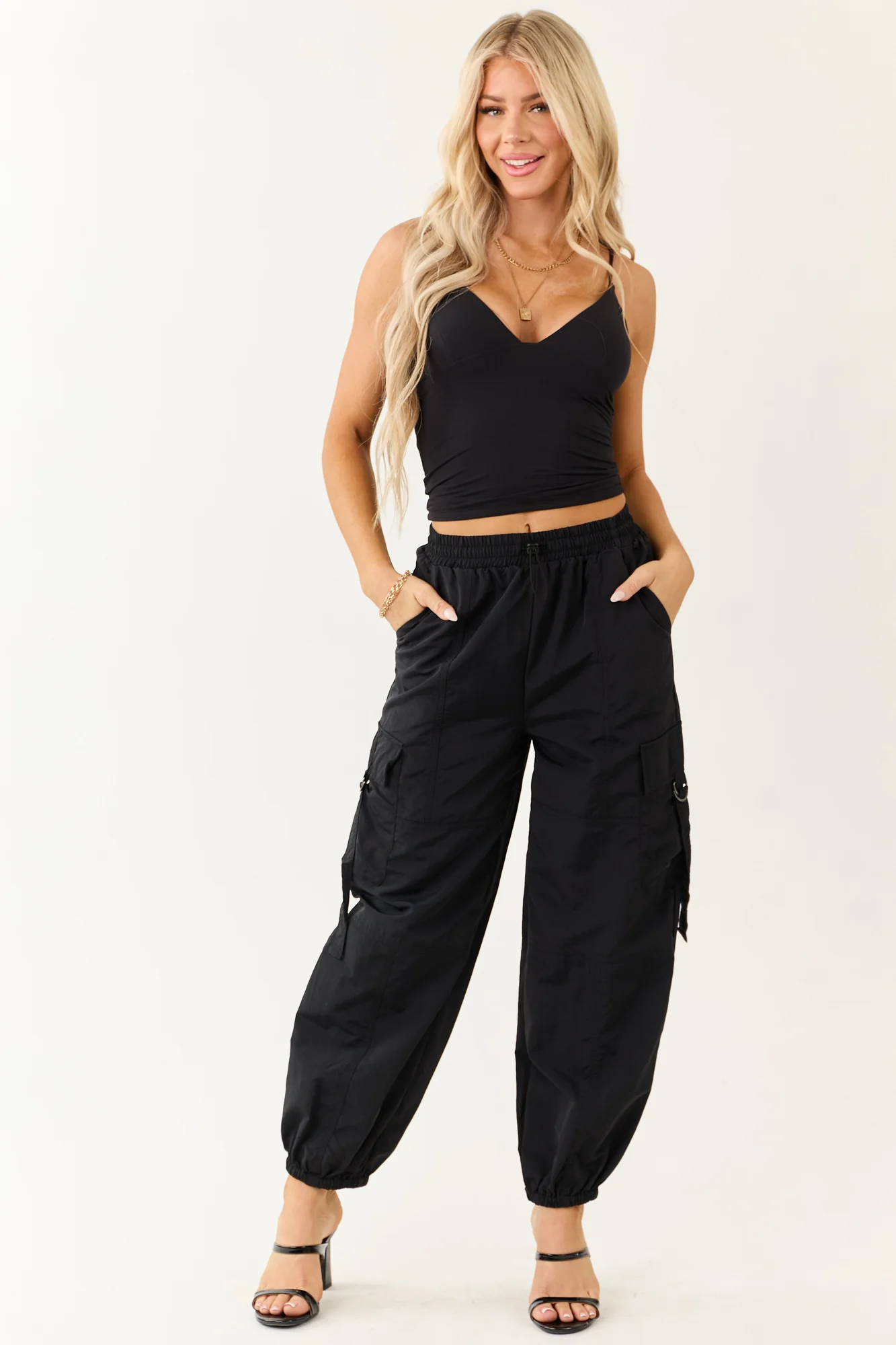 Black Cargo Utility Jogger Pants