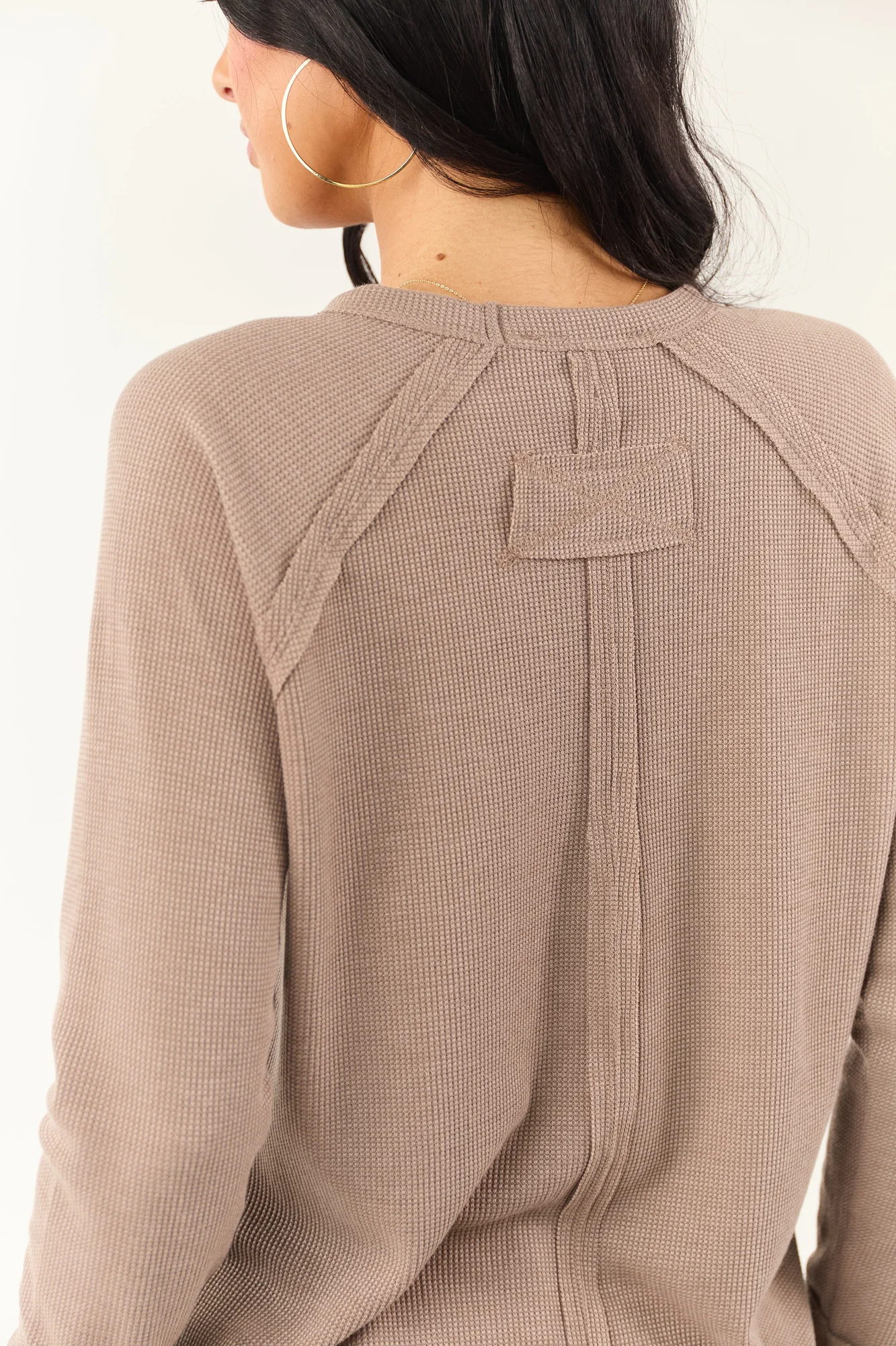 Taupe Soft Waffle Knit Oversized Top