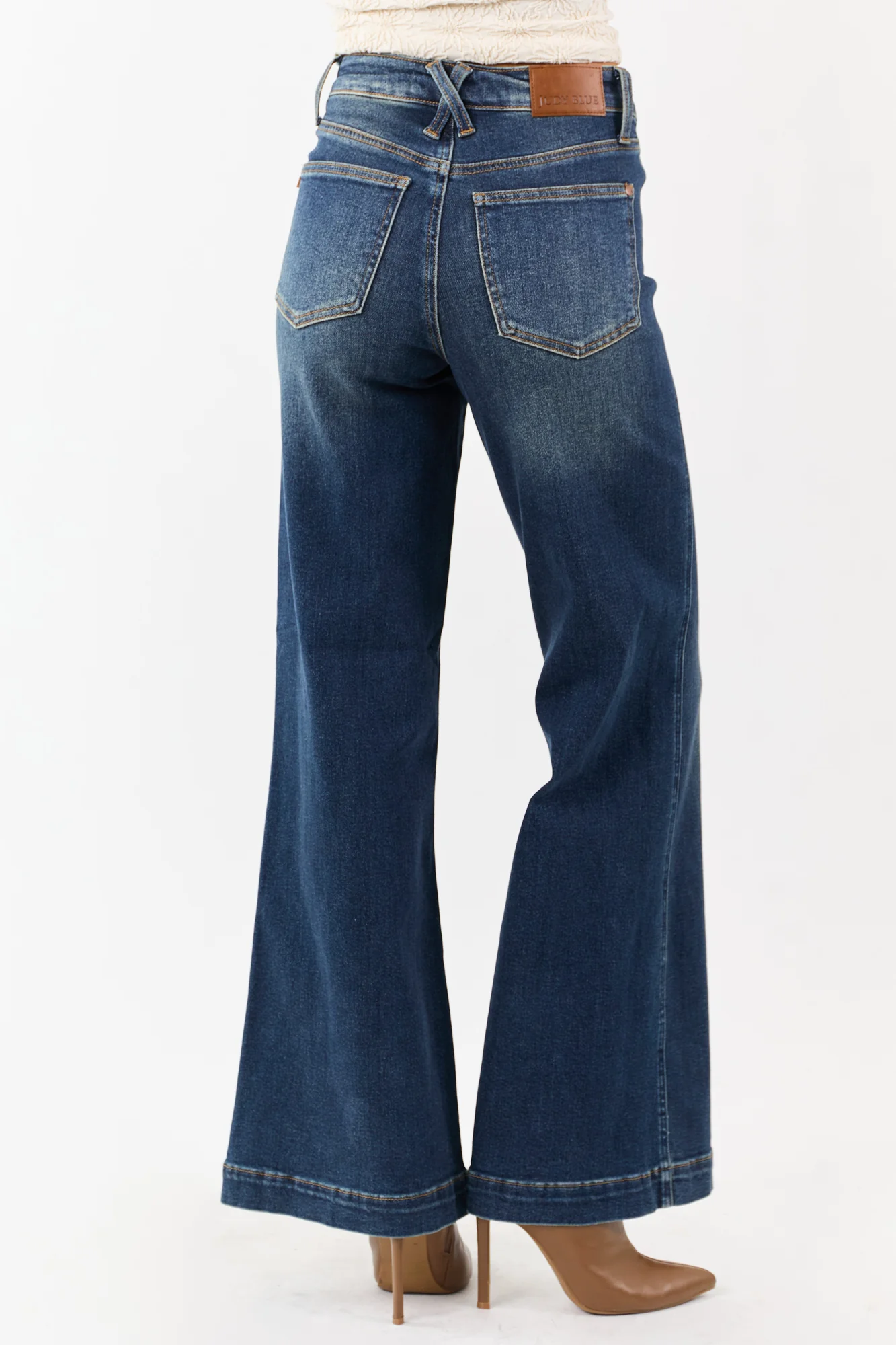Dark Wash Tummy Control Wide Leg Jeans