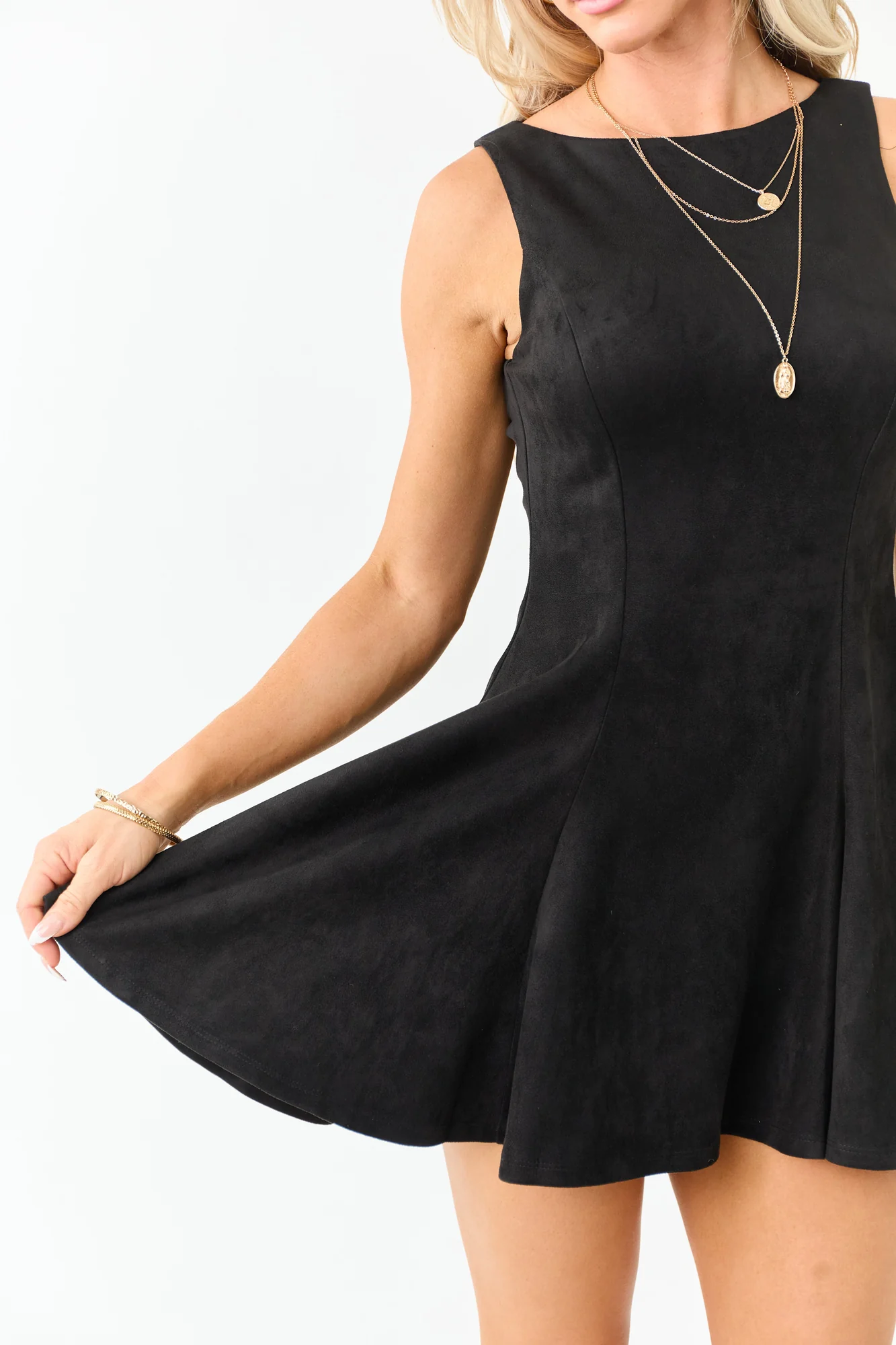 Black Sleeveless Skater Mini Dress