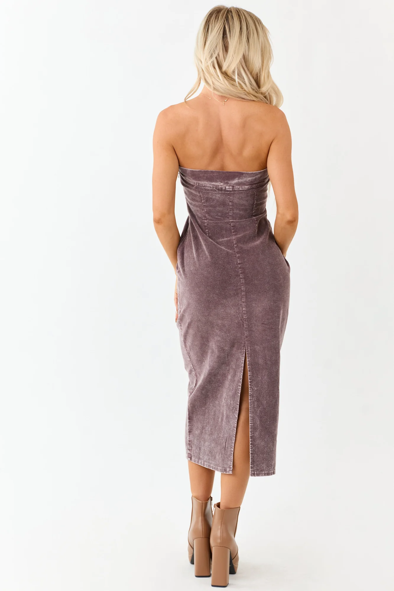 Brown Corduroy Bodycon Midi Dress