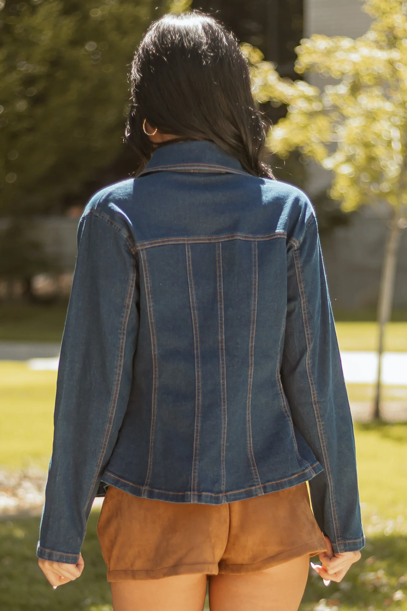 Button Up Denim Jacket, Dark Wash, Long Sleeve Womens Coat