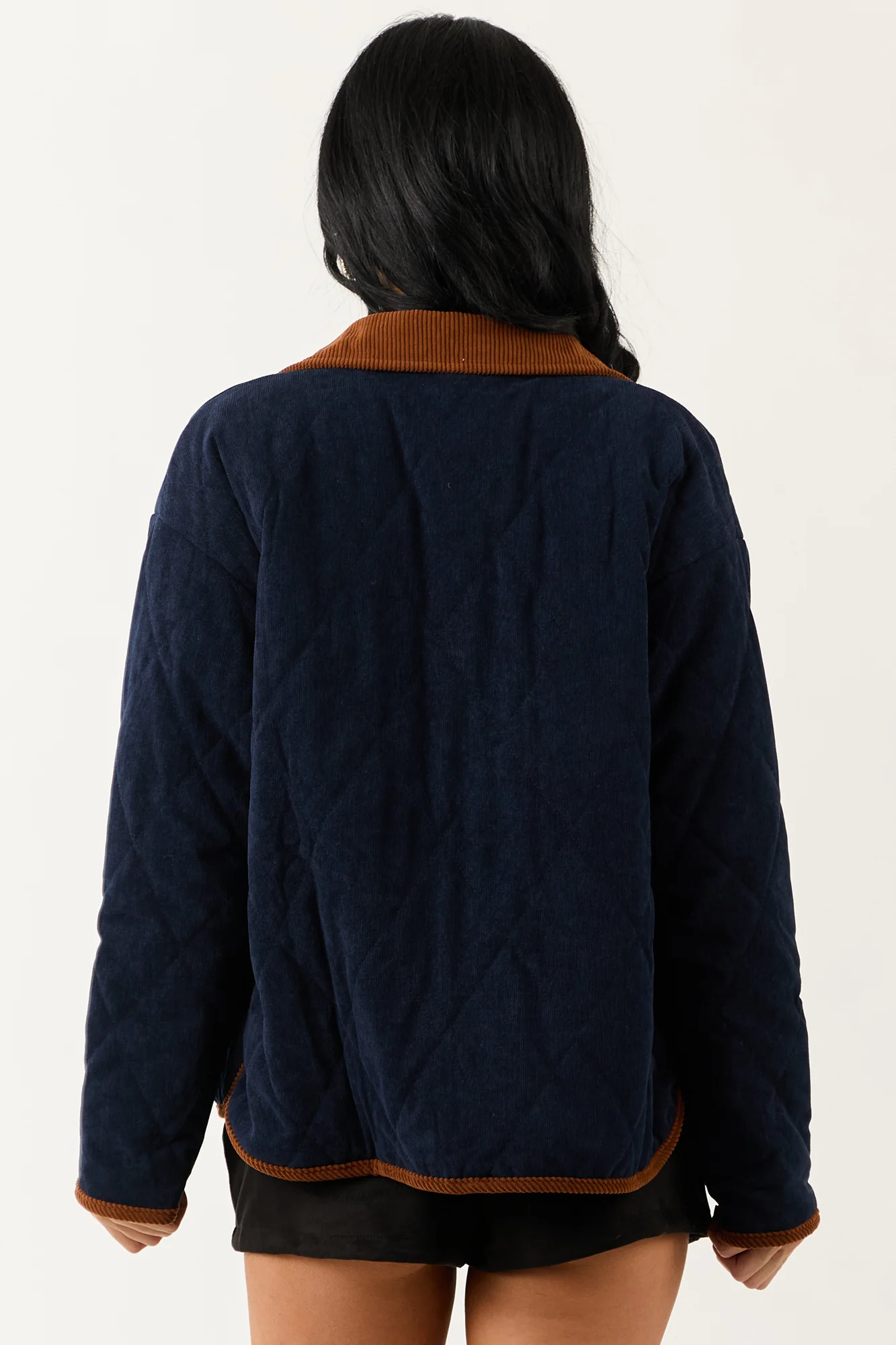 Navy Snap Button Collared Jacket