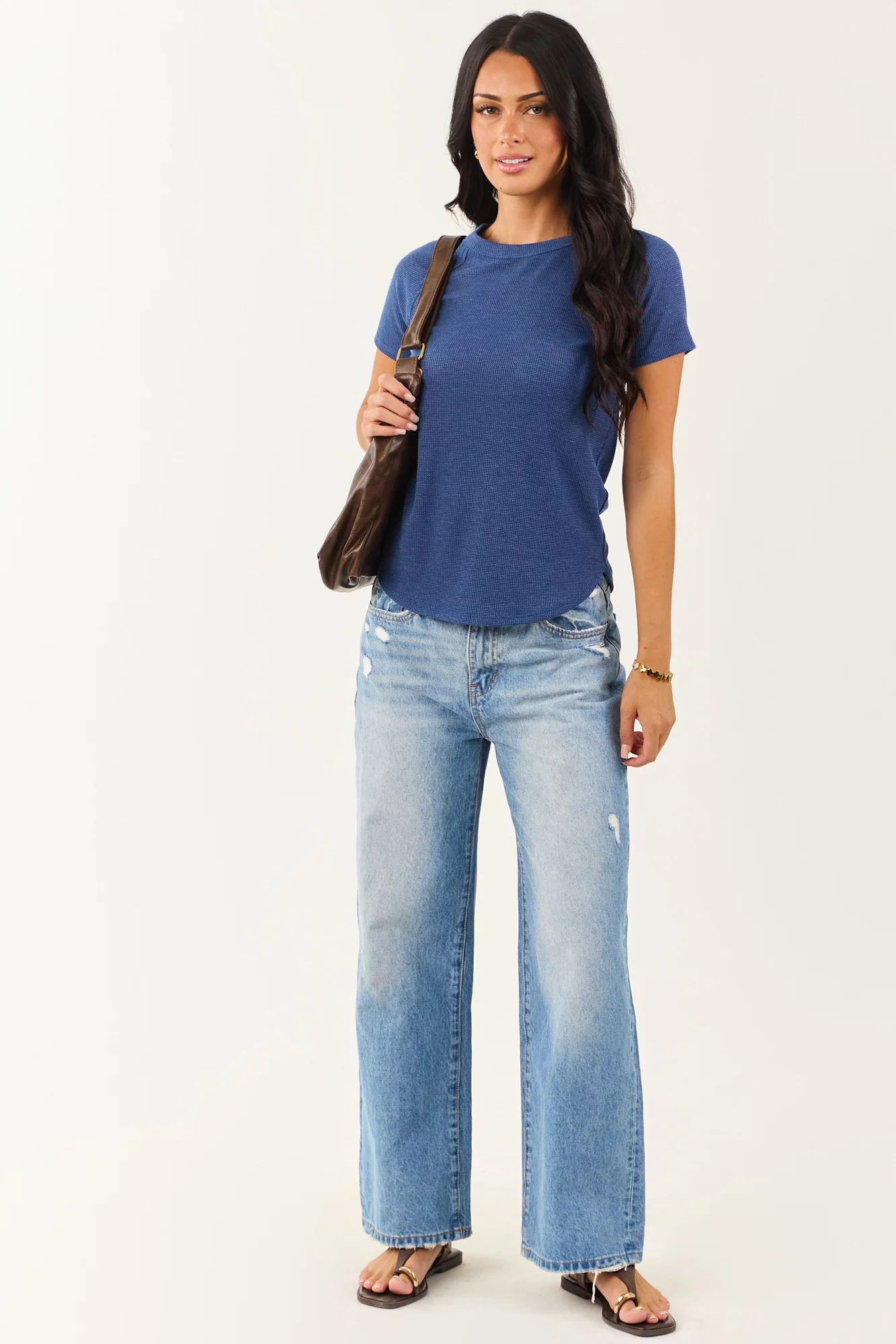 Cobalt Exposed Seam Short Sleeve Top