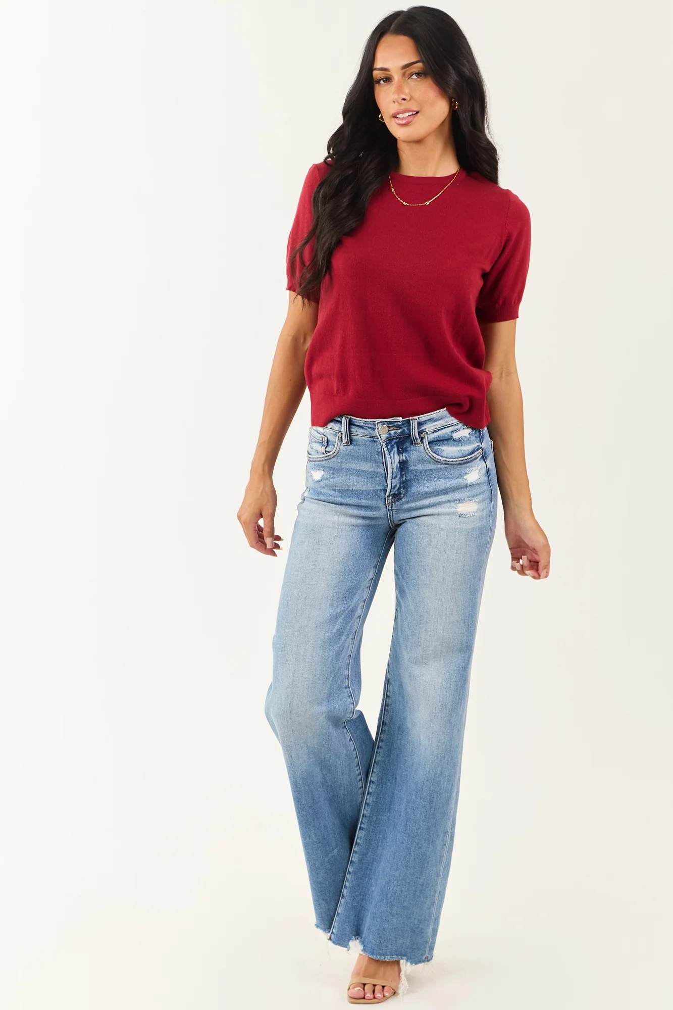Soft Knit Maroon Puff Sleeve Top