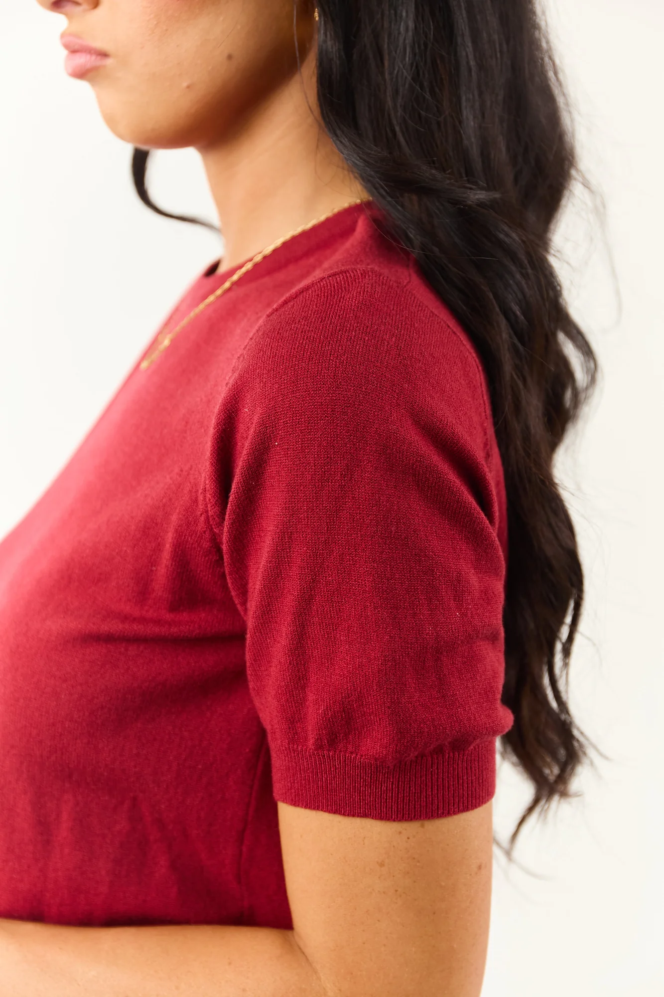 Soft Knit Maroon Puff Sleeve Top