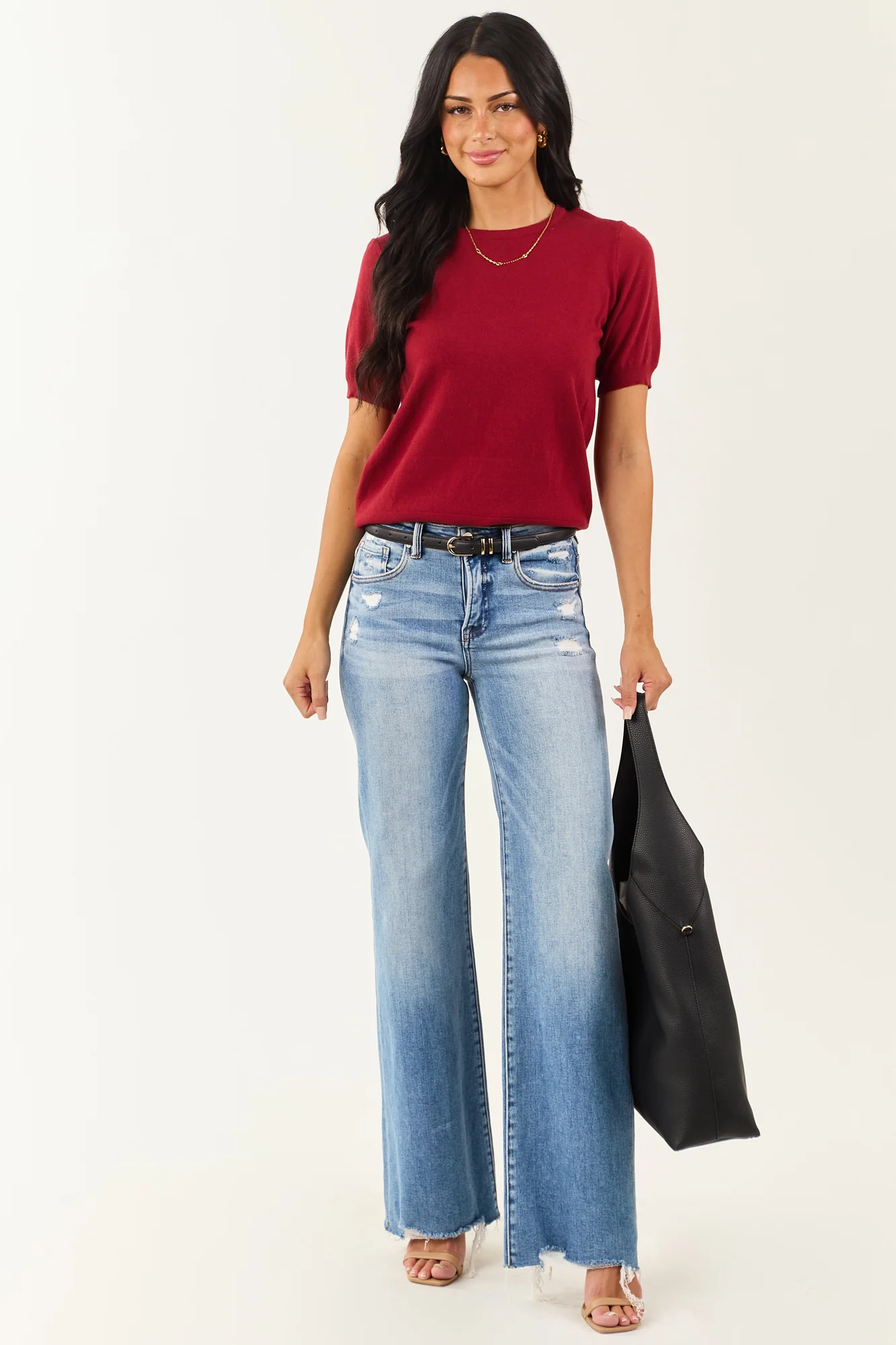 Soft Knit Maroon Puff Sleeve Top