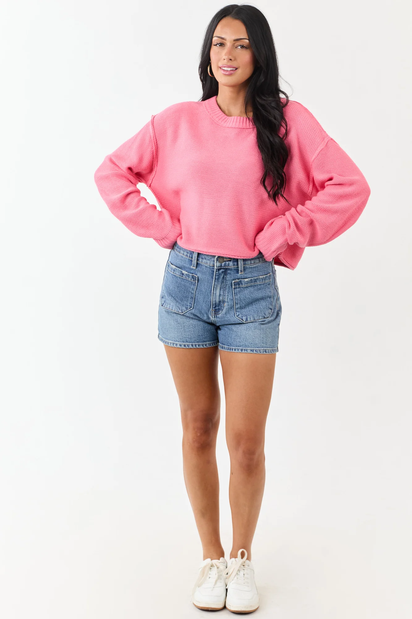 Pink Oversized Boxy Knit Sweater