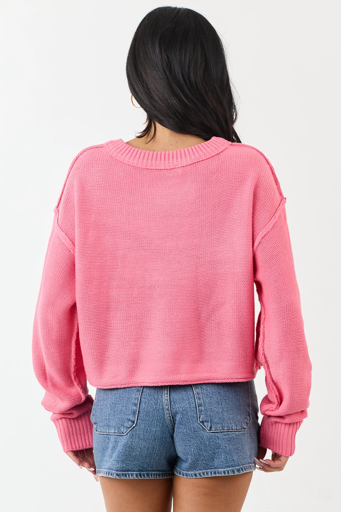 Pink Oversized Boxy Knit Sweater