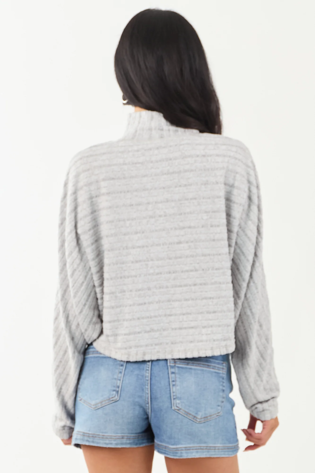Heather Gray Soft Mock Neck Long Sleeve Top