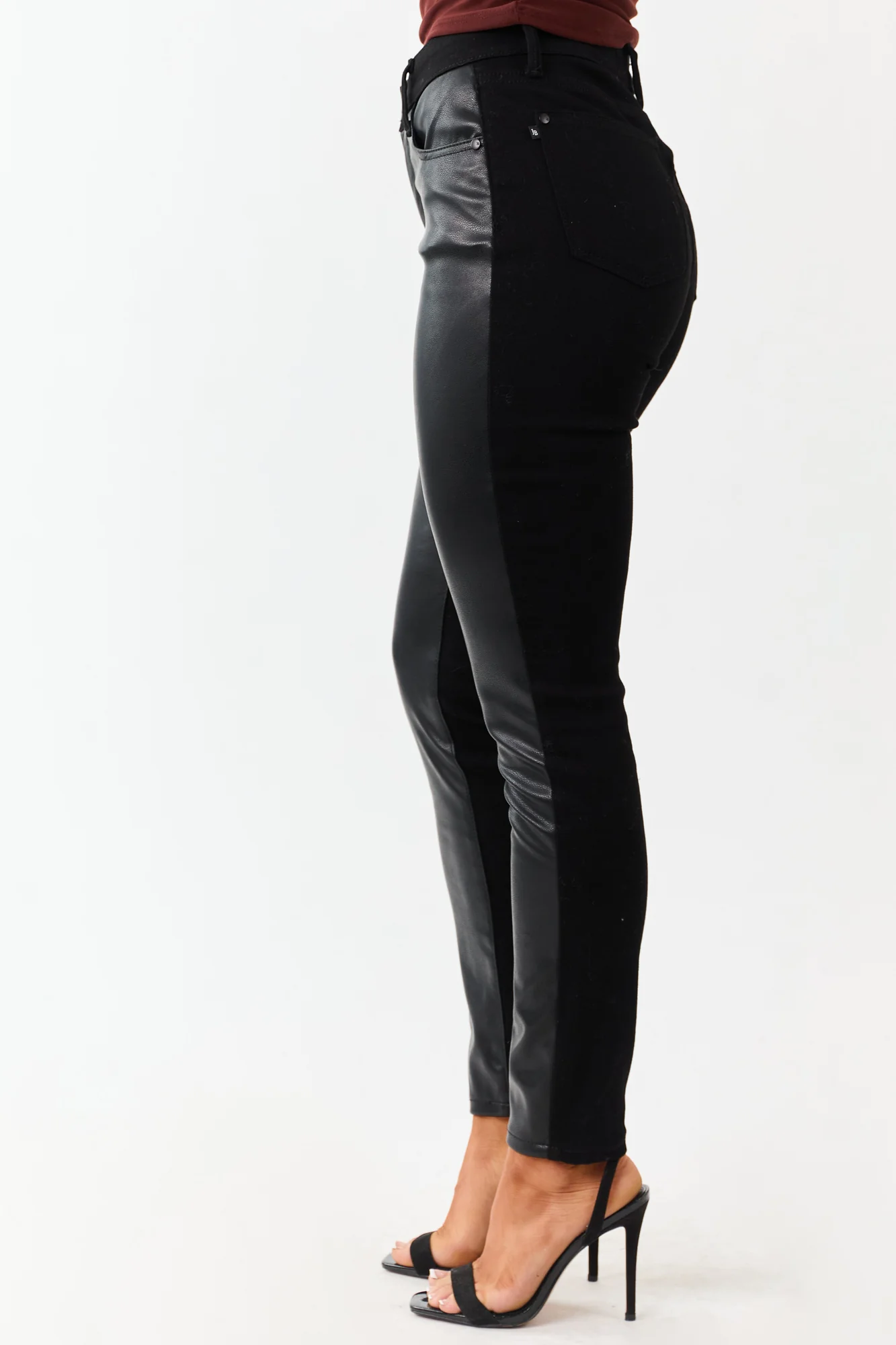 Black Faux Leather Skinny Jeans with All-Day Stretch Comfort