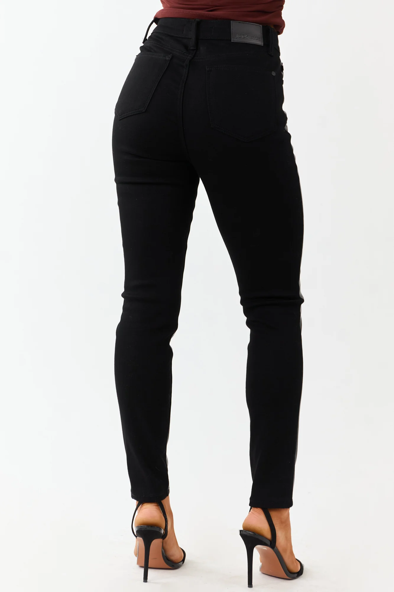 Black Faux Leather Skinny Jeans with All-Day Stretch Comfort