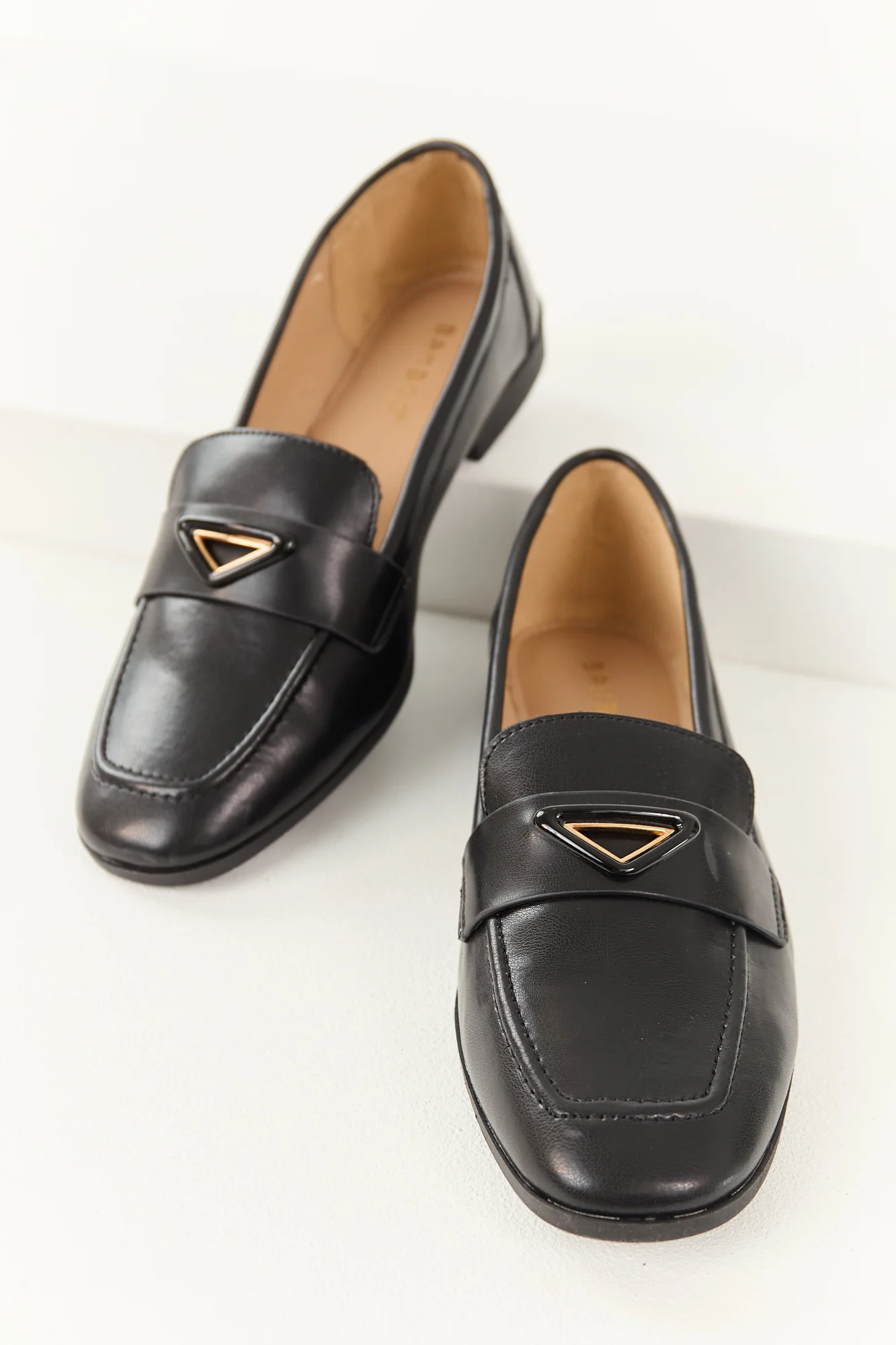 Modern Black Faux Leather Slip-On Loafers