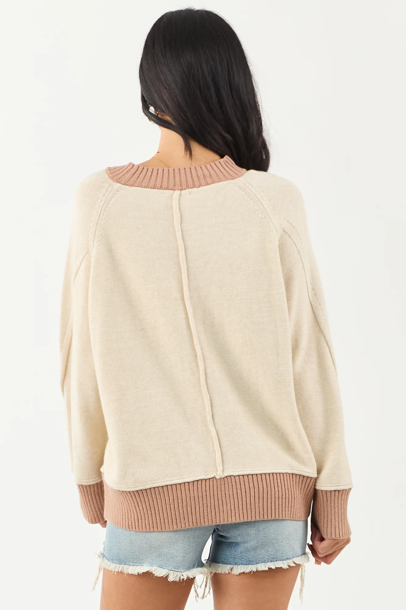 Almond and Rose Taupe Relaxed Knit Sweater
