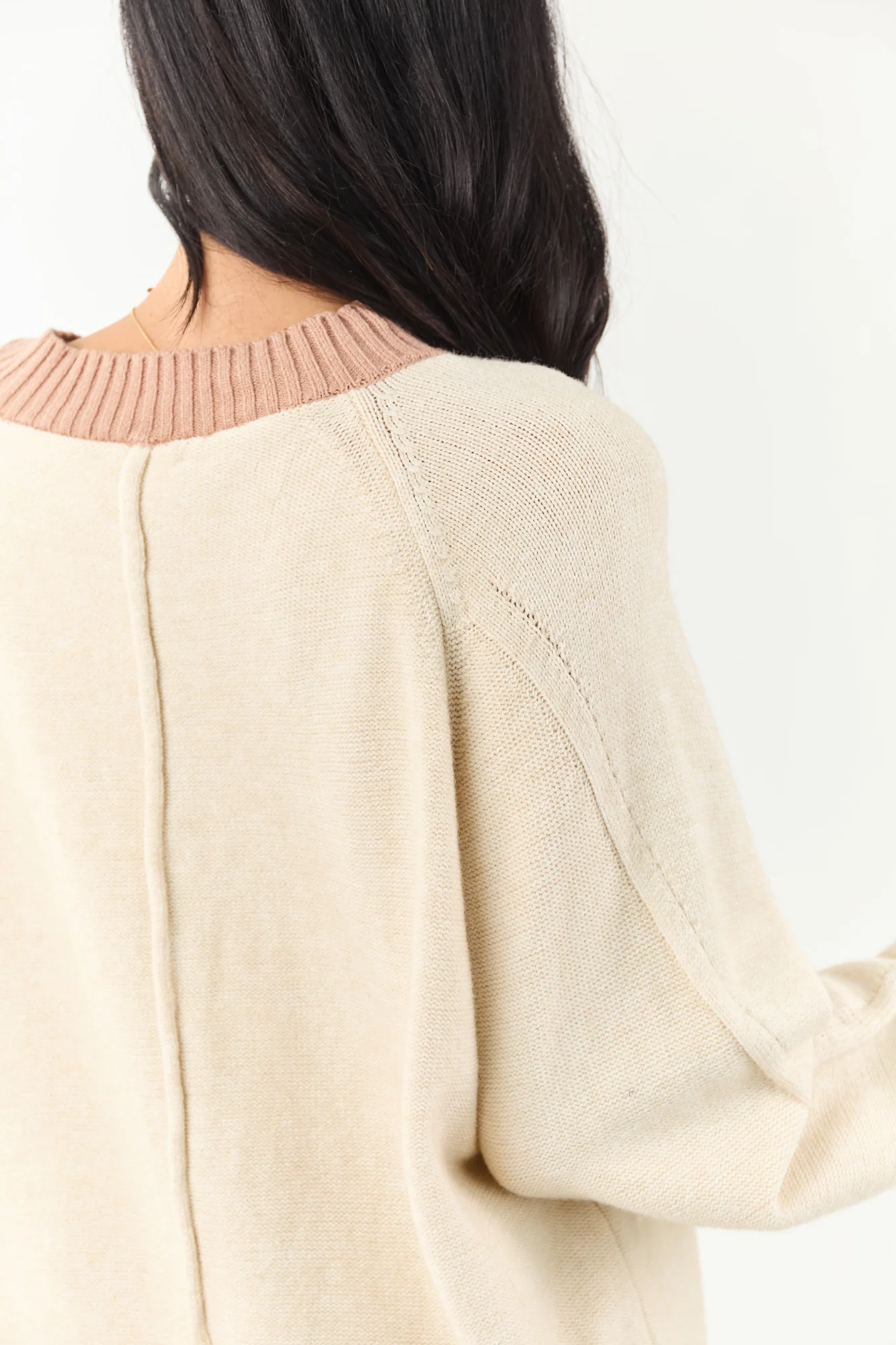 Almond and Rose Taupe Relaxed Knit Sweater