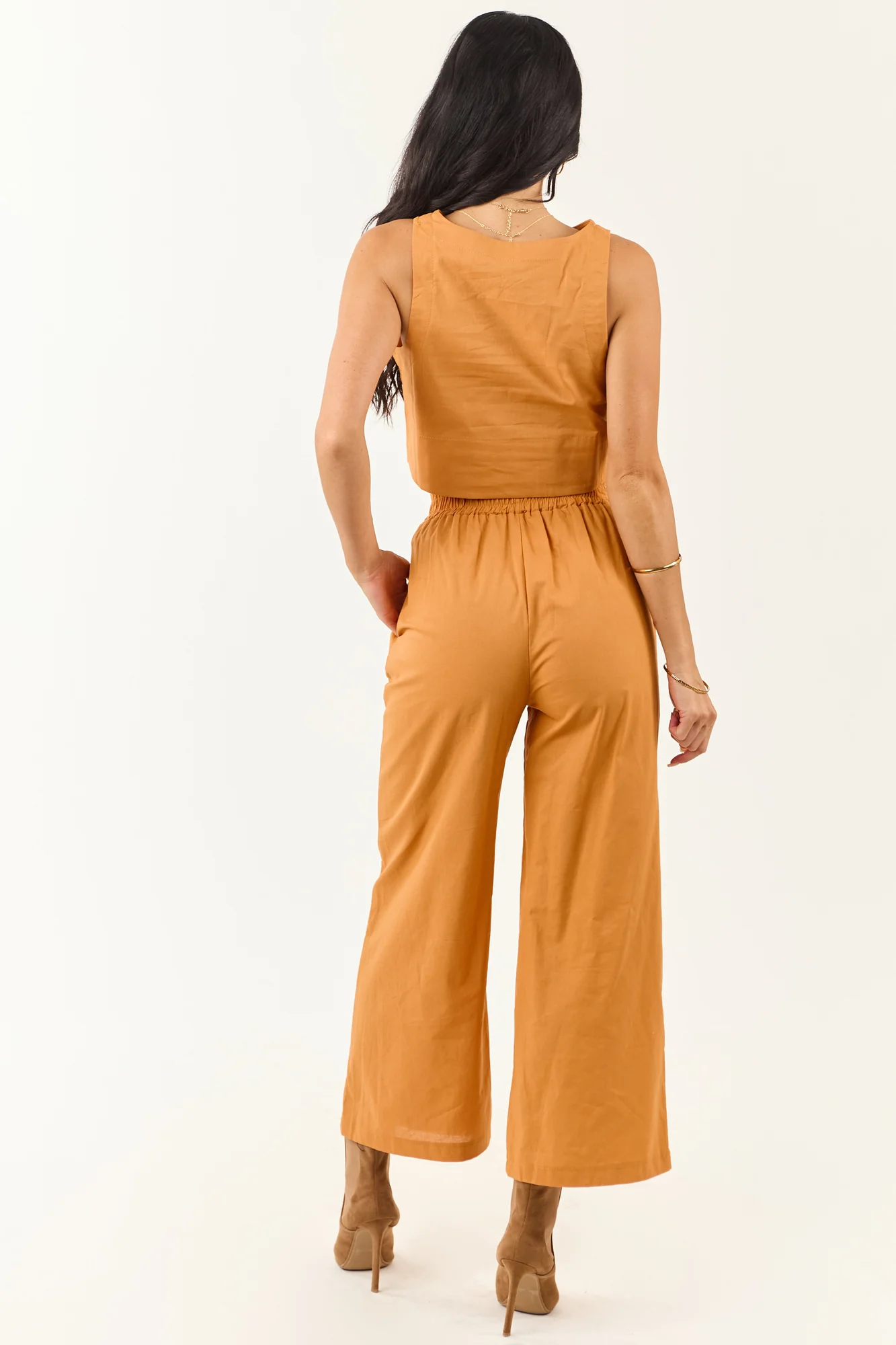 Sunny Day Smocked Waist Wide Leg Pants Set