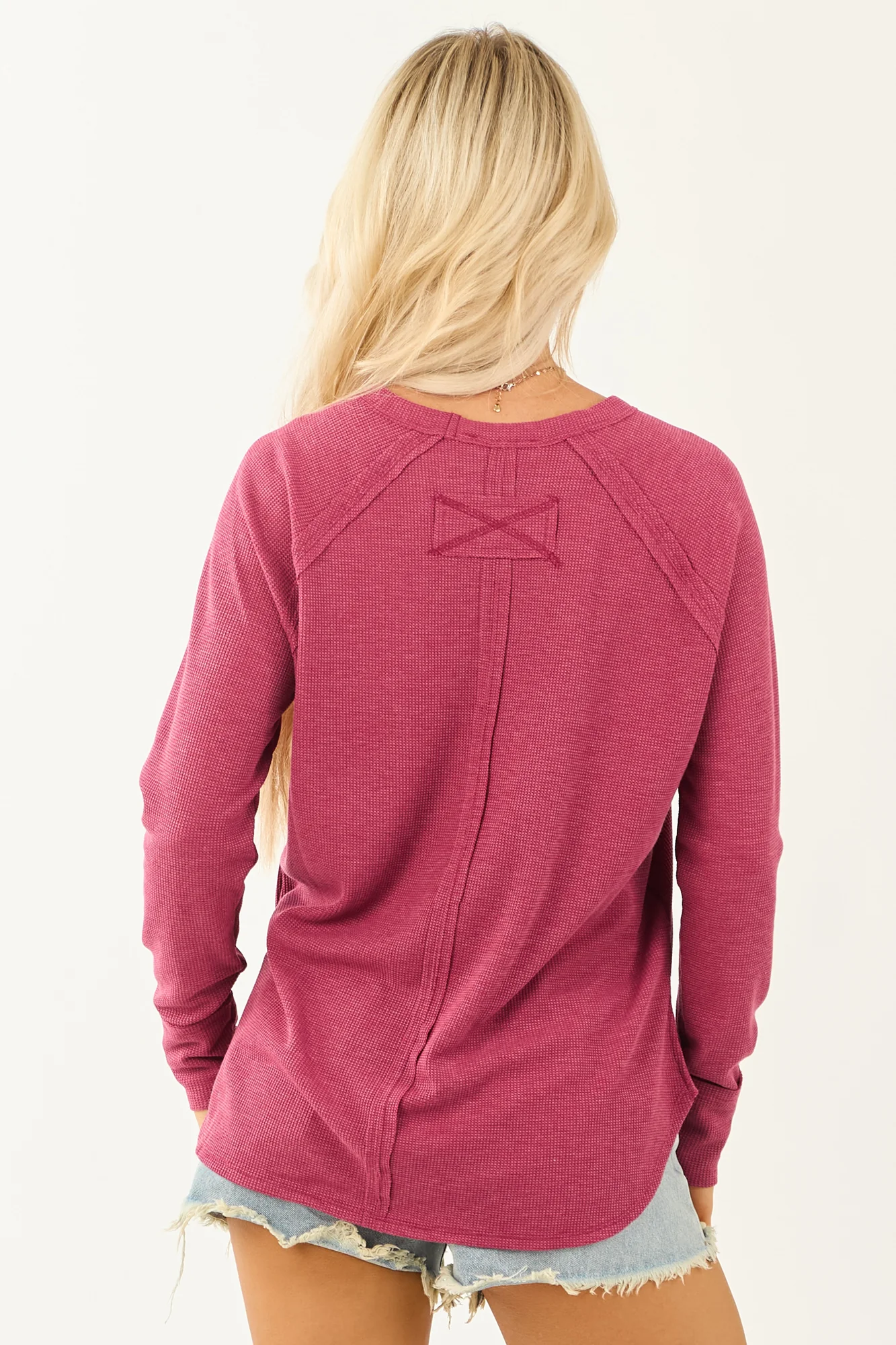 Mulberry Waffle Knit Relaxed Fit Top