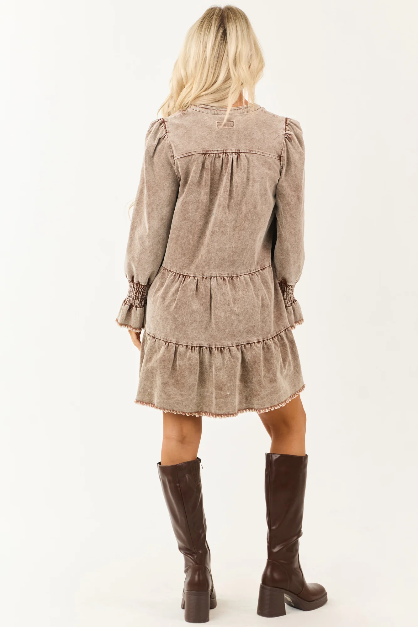 Earthy Brown Corduroy Tent Fit Mini Dress